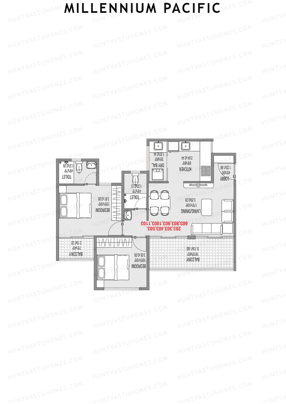 Millennium Pacific Wing C Unit 1 Floor Plan