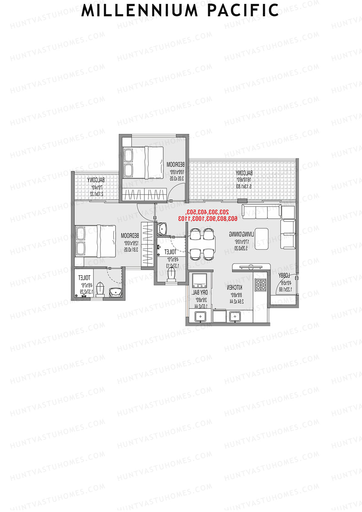 Millennium Pacific Wing C Unit 2 Floor Plan