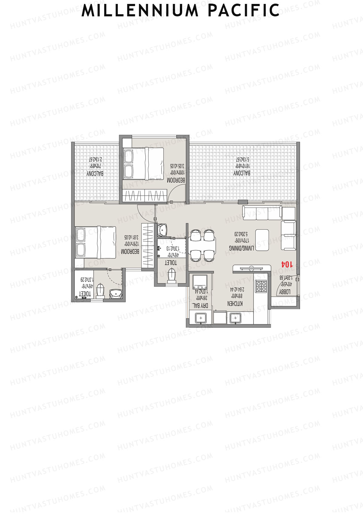 Millennium Pacific Wing C Unit 2 Floor Plan