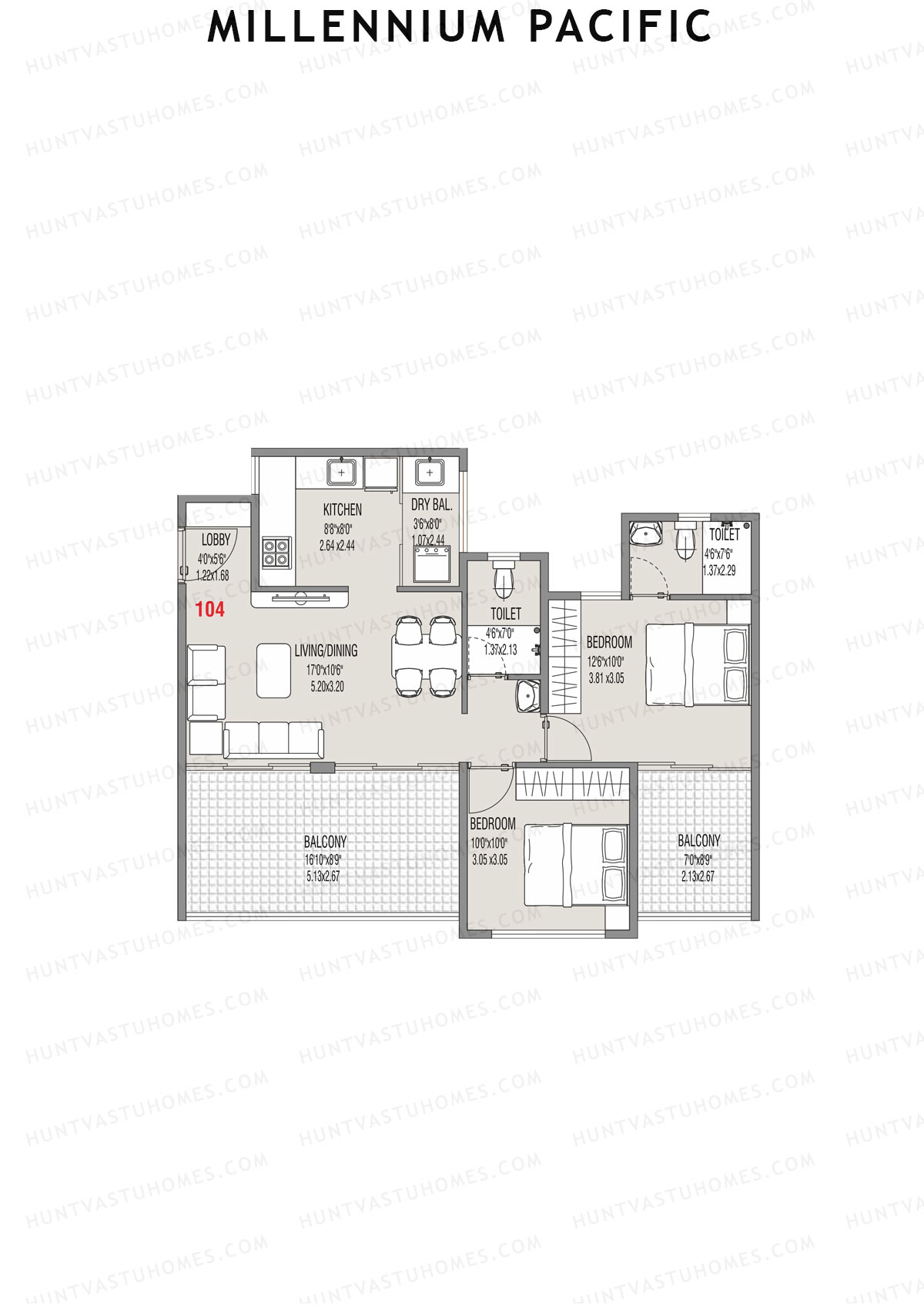 Millennium Pacific Wing C Unit 4 Floor Plan
