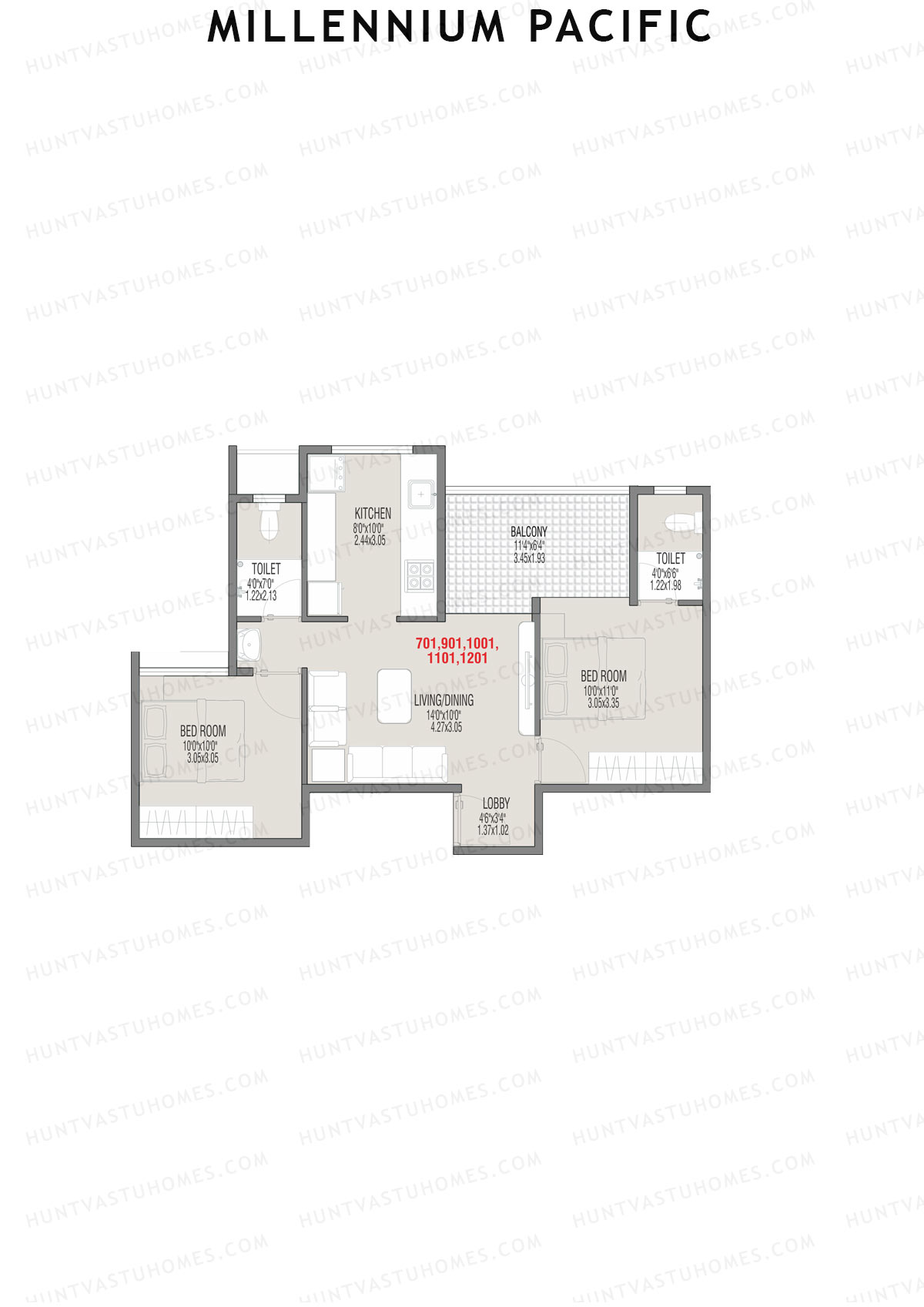 Millennium Pacific Wing E Unit 1 Floor Plan
