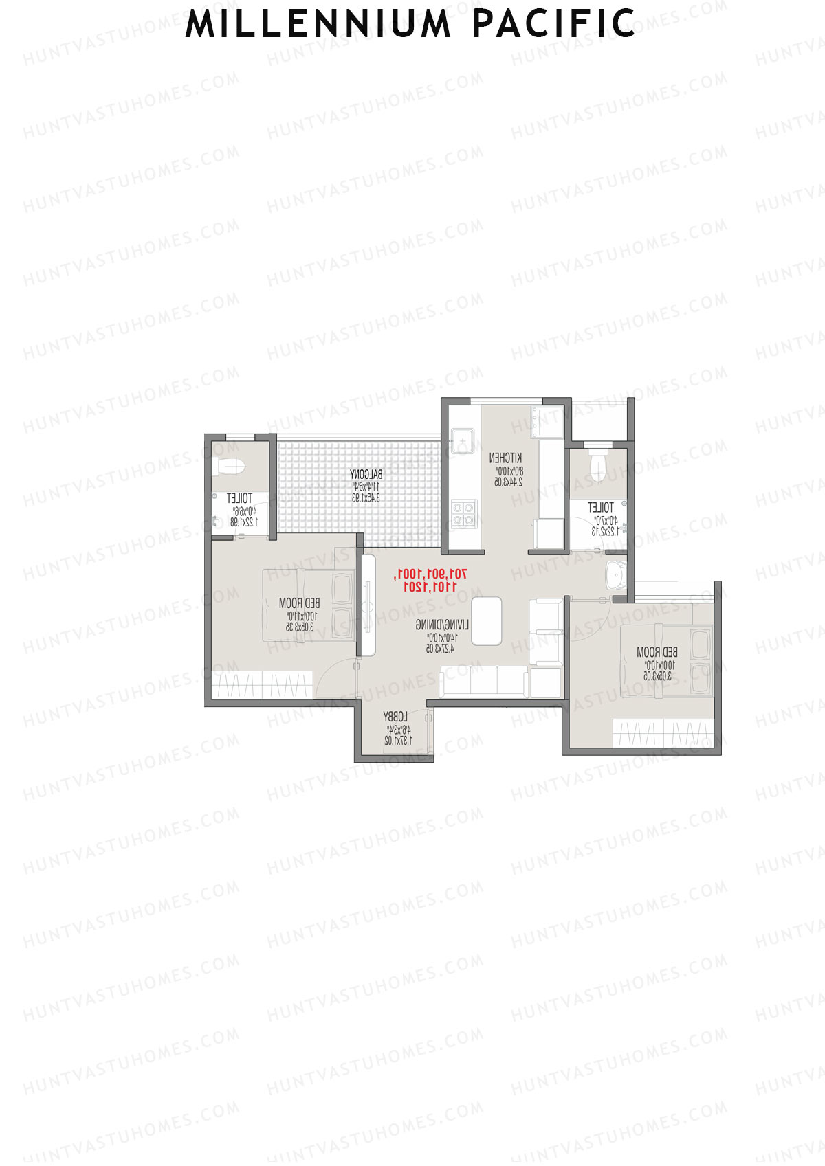 Millennium Pacific Wing E Unit 2 Floor Plan