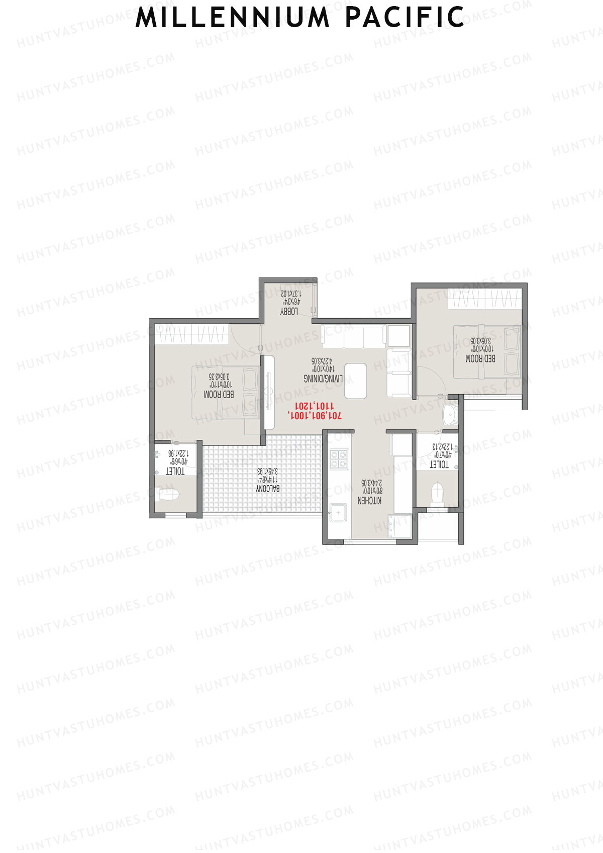 Millennium Pacific Wing E Unit 3 Floor Plan