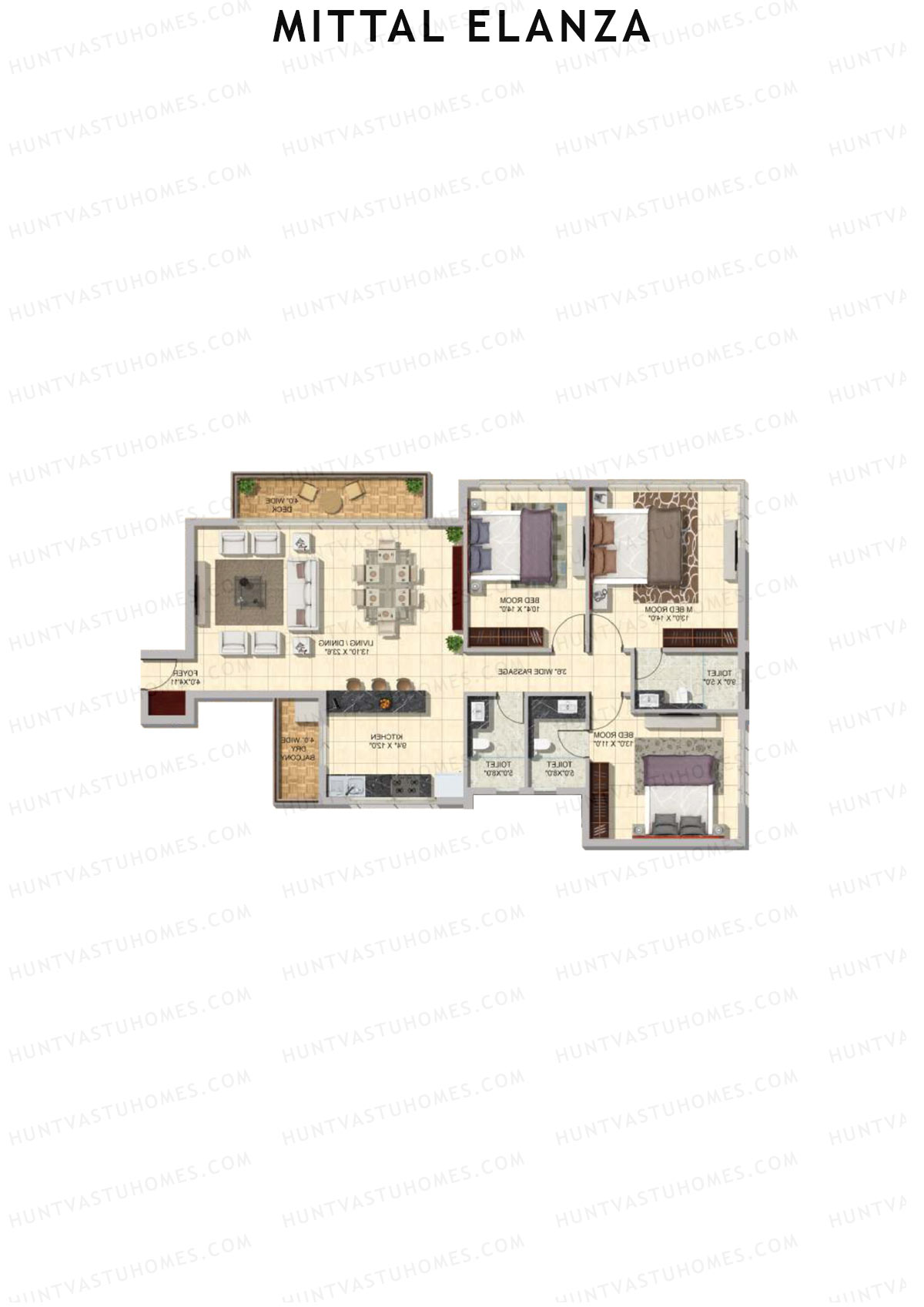 Mittal Elanza Wing A Unit 3 (Type I) Floor Plan