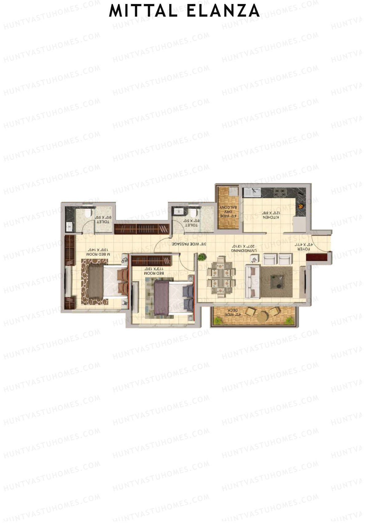 Mittal Elanza Wing A Unit 4 (Type V) Floor Plan