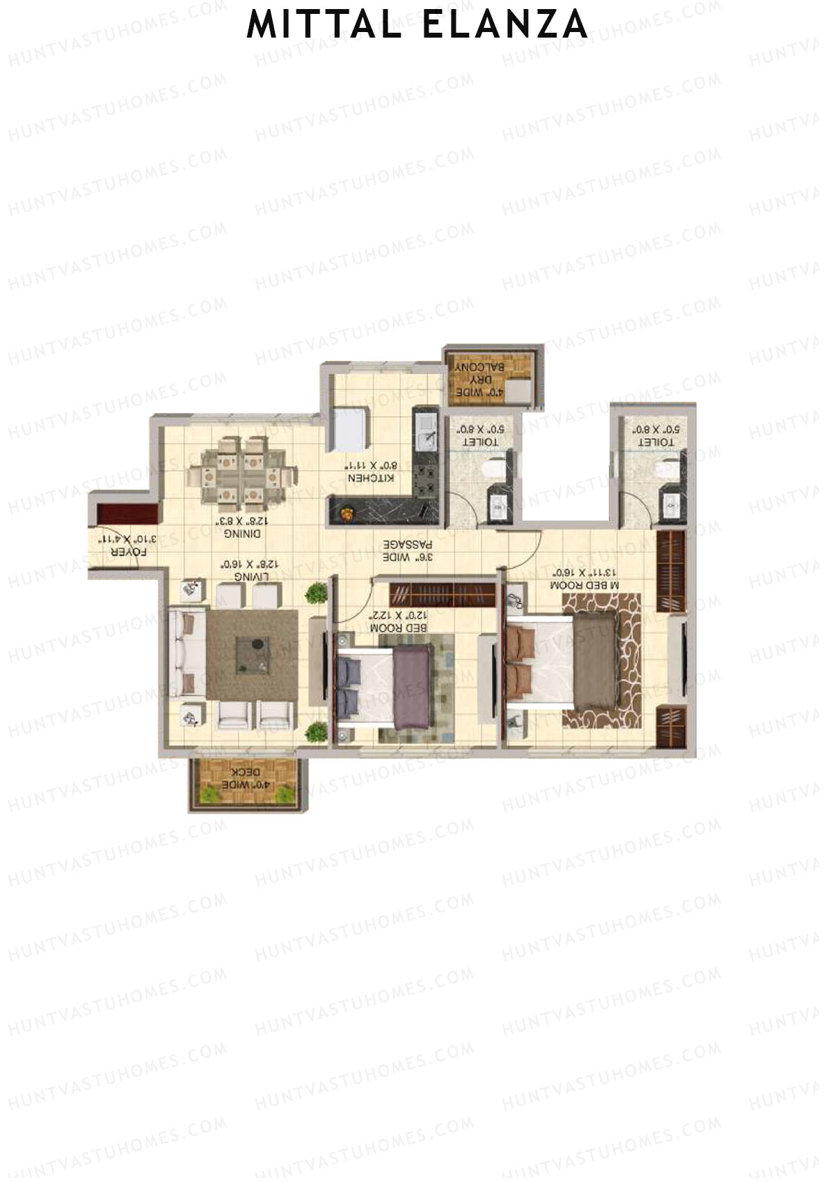 Mittal Elanza Wing B Unit 3 (Type III) Floor Plan