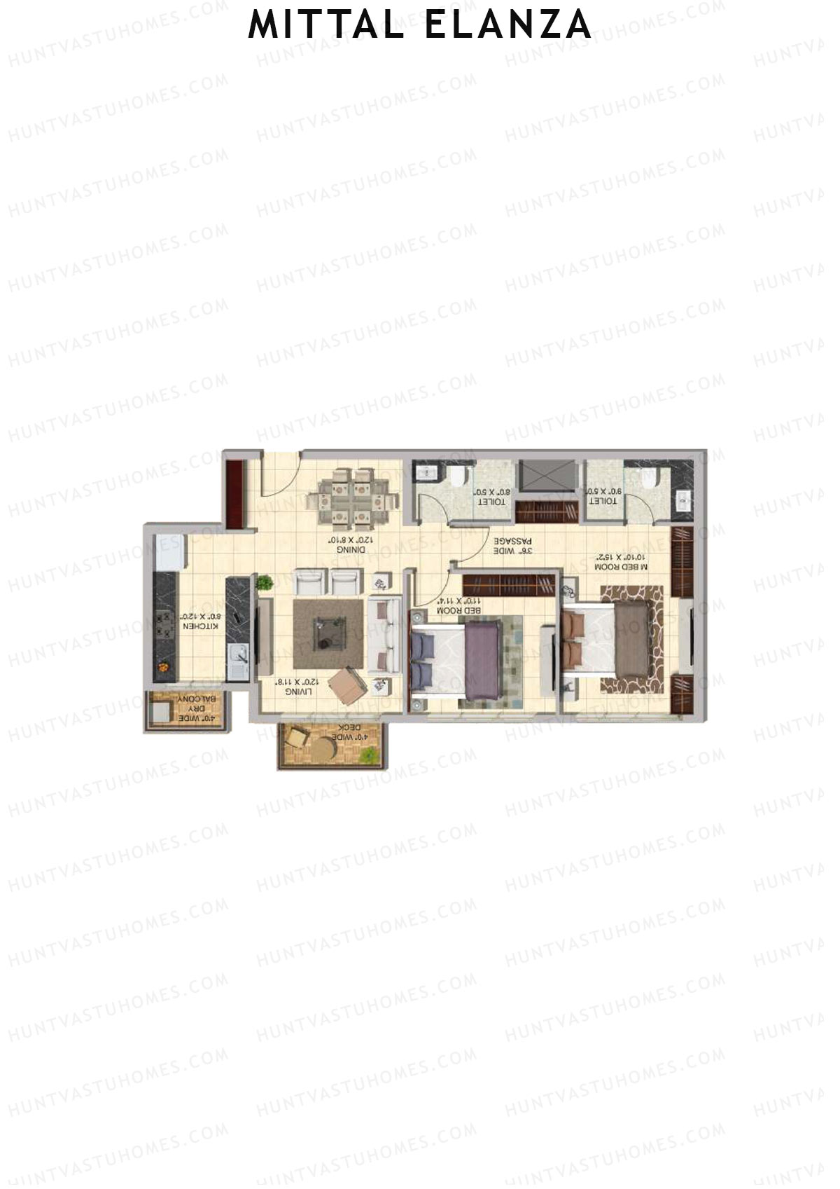 Mittal Elanza Wing B Unit 4 (Type I) Floor Plan