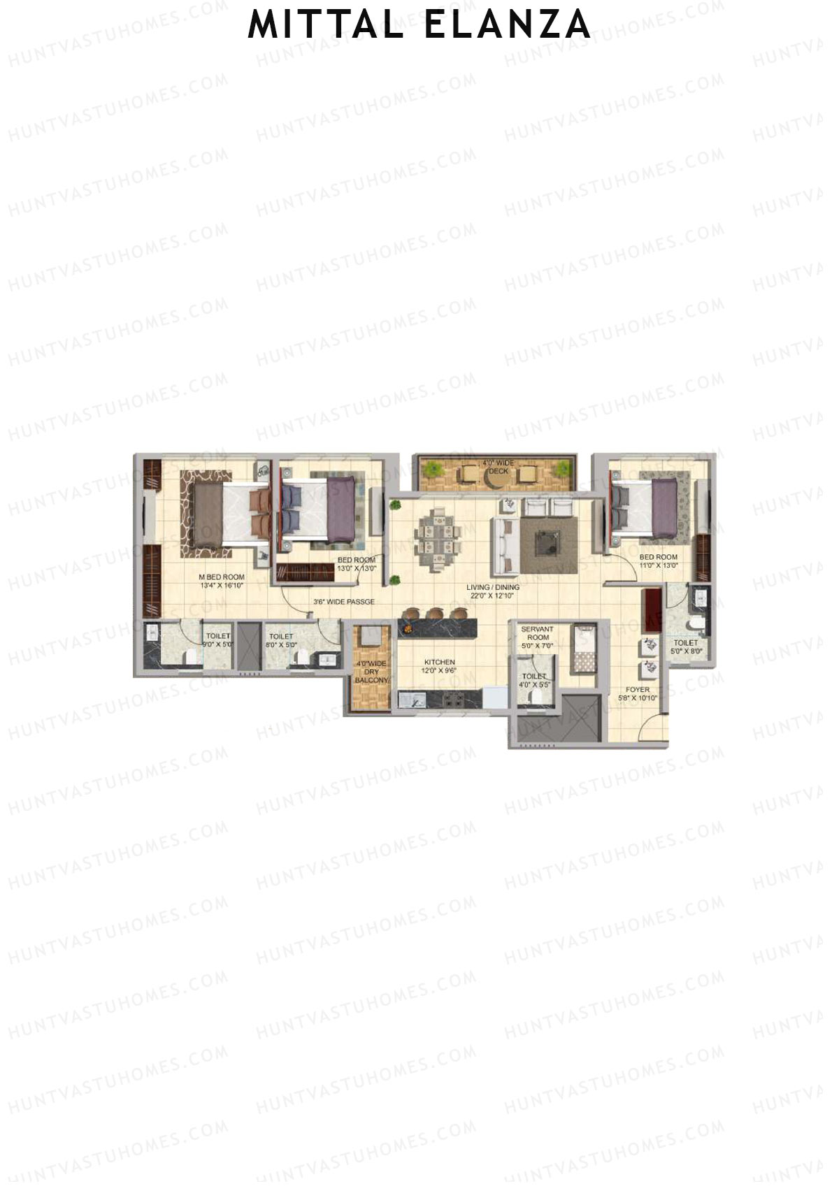 Mittal Elanza Wing C Unit 1 (Type II) Floor Plan