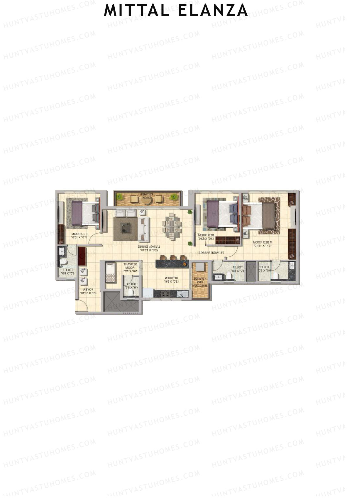Mittal Elanza Wing D Unit 2 (Type II) Floor Plan