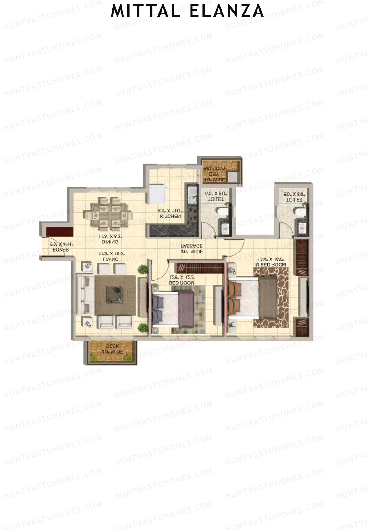 Mittal Elanza Wing D Unit 3 (Type II) Floor Plan