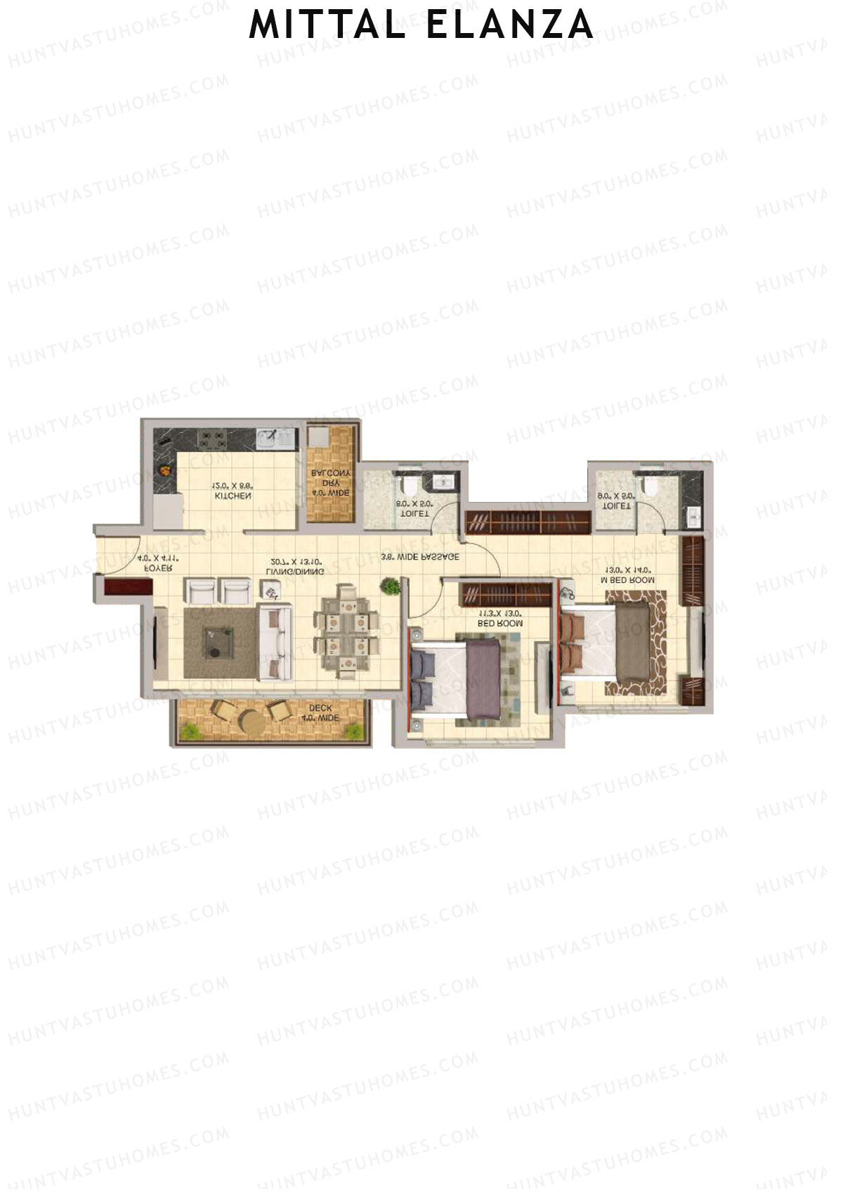 Mittal Elanza Wing E Unit 3 (Type V) Floor Plan