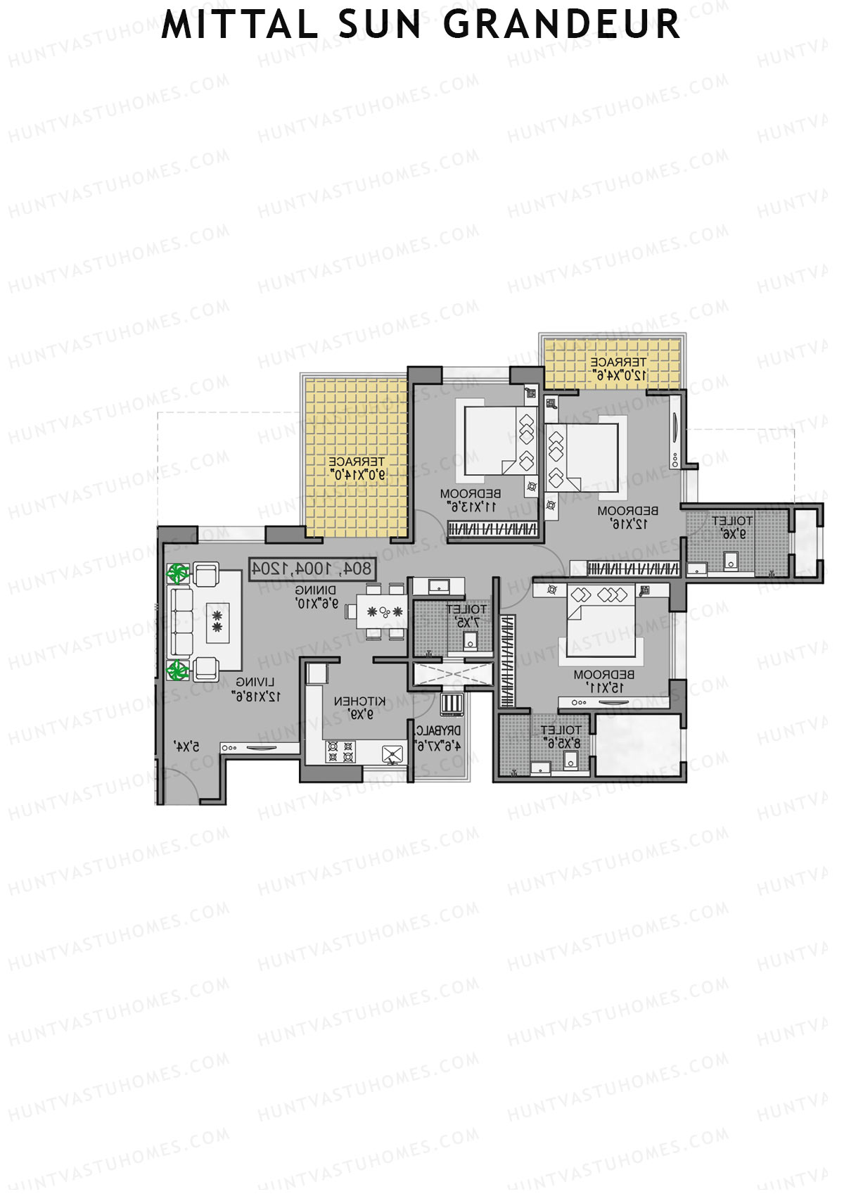 Mittal Sun Grandeur Wing A Unit 1 Floor Plan
