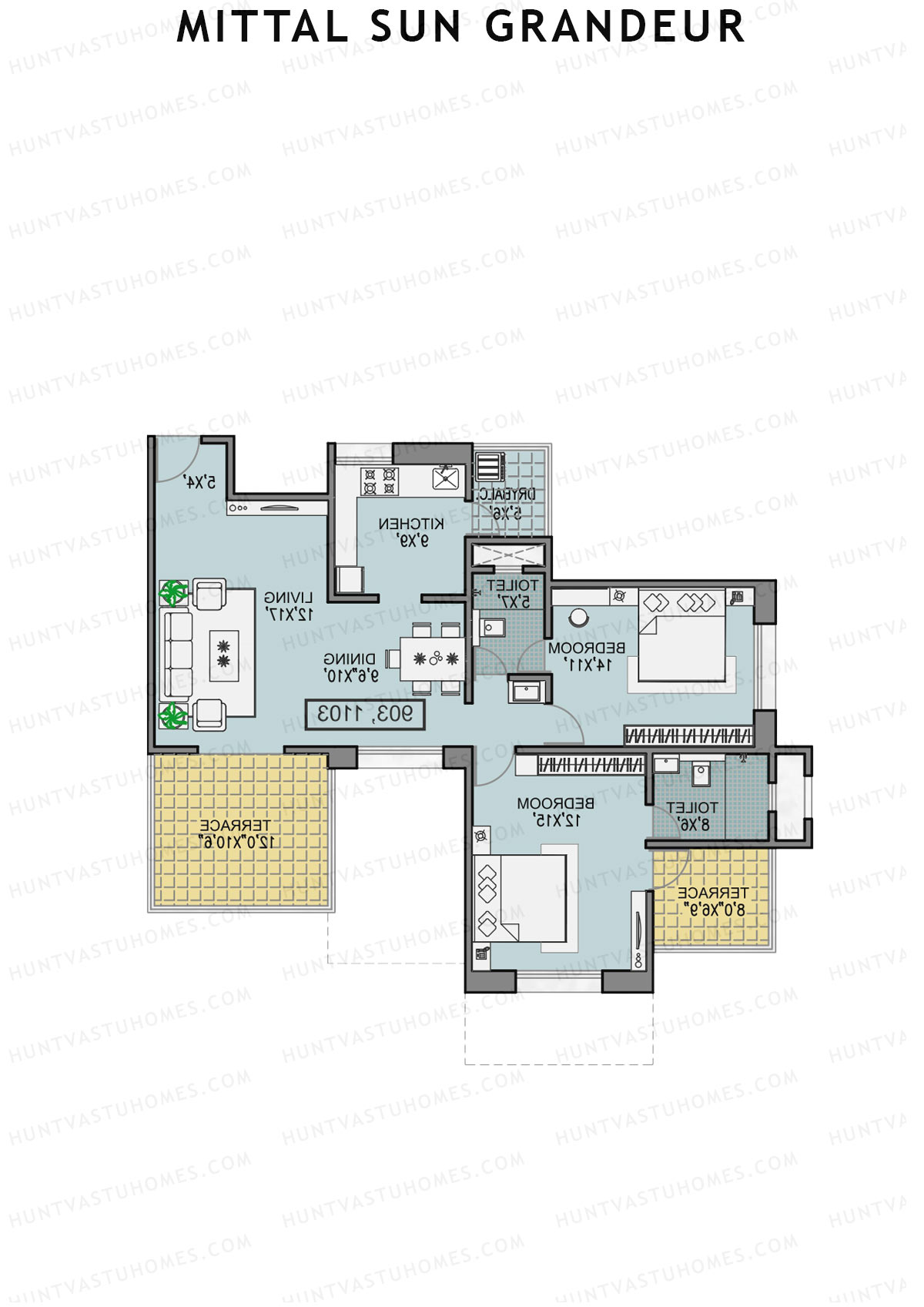 Mittal Sun Grandeur Wing A Unit 2 Floor Plan
