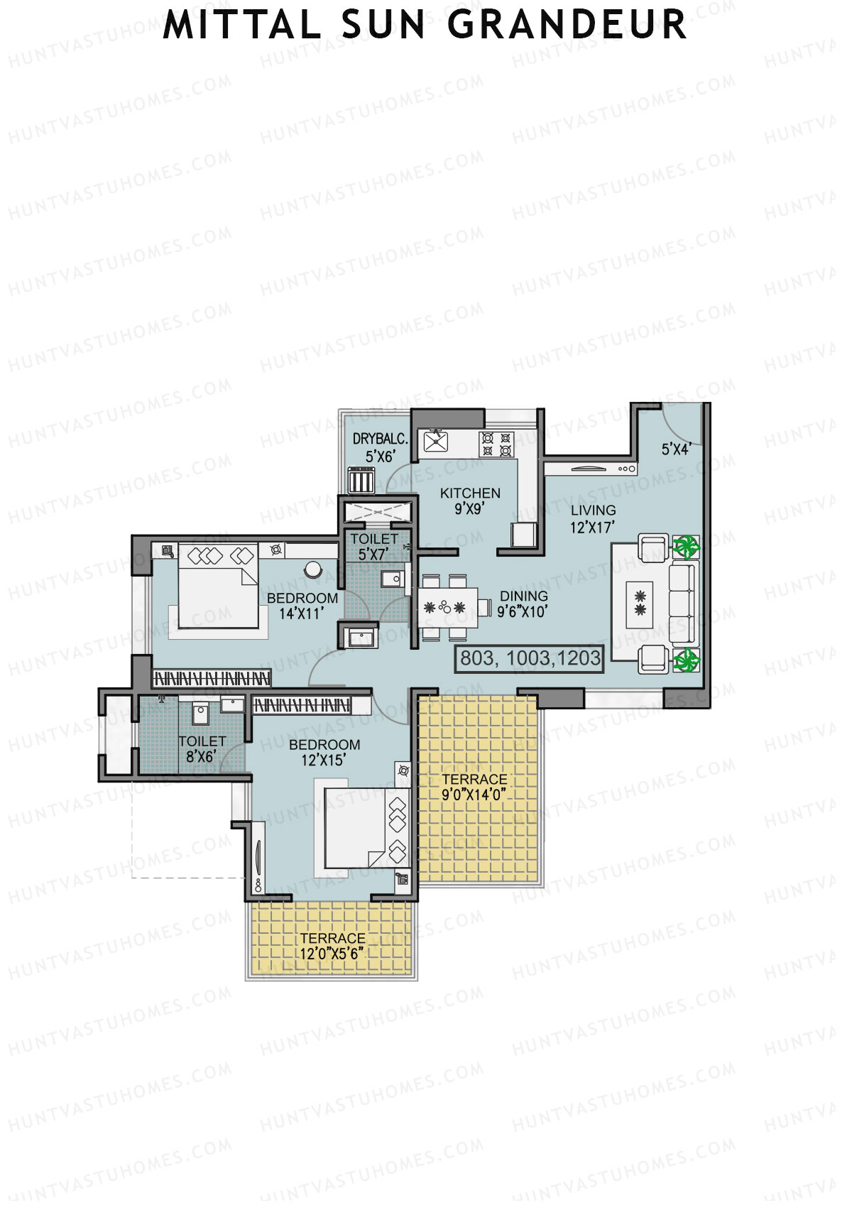 Mittal Sun Grandeur Wing A Unit 3 Floor Plan