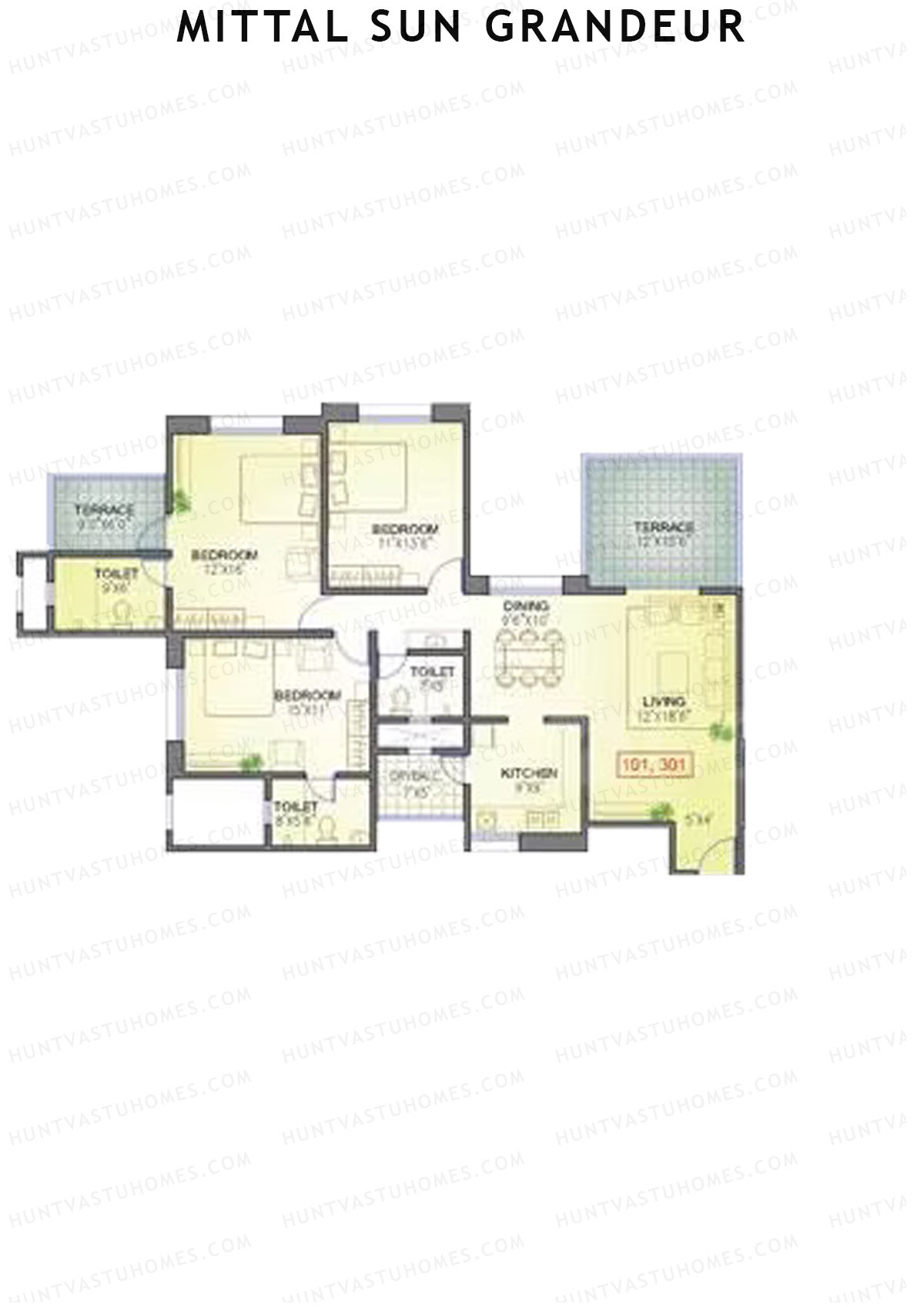 Mittal Sun Grandeur Wing B Unit 1 Floor Plan