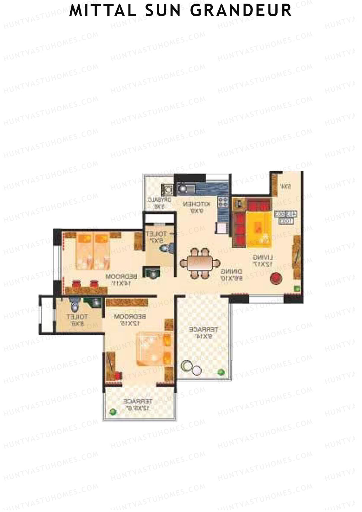 Mittal Sun Grandeur Wing B Unit 2 Floor Plan