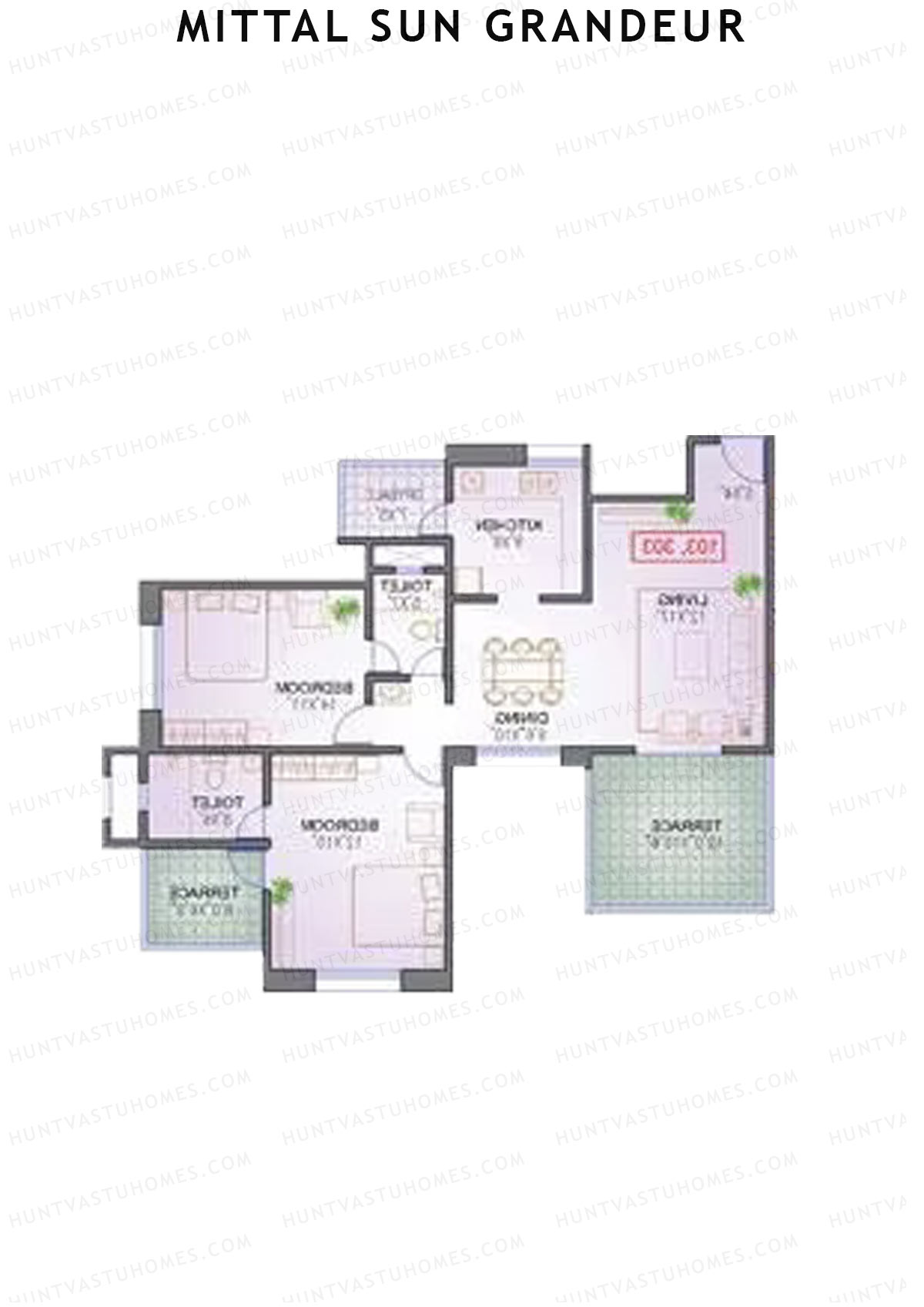 Mittal Sun Grandeur Wing B Unit 2 Floor Plan