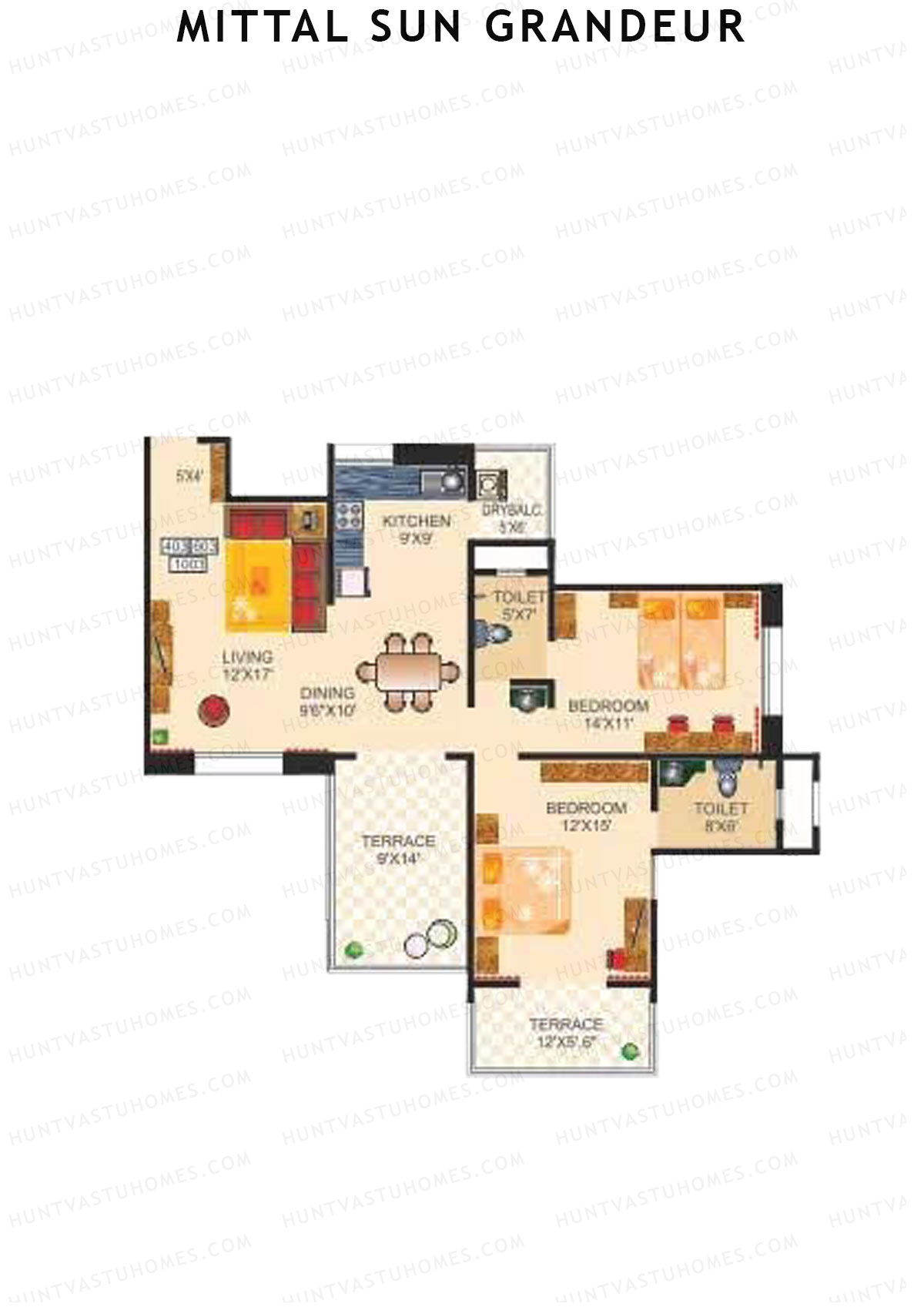Mittal Sun Grandeur Wing B Unit 3 Floor Plan