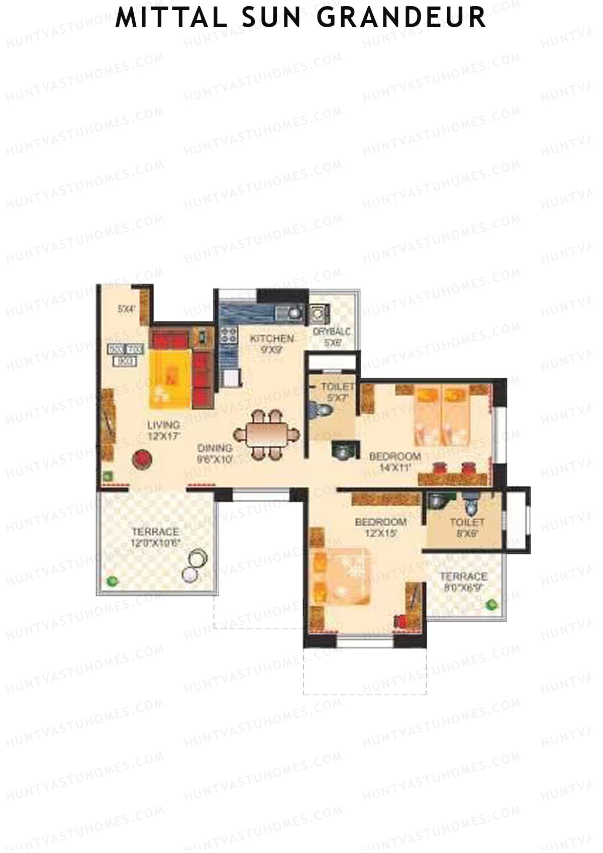Mittal Sun Grandeur Wing B Unit 3 Floor Plan