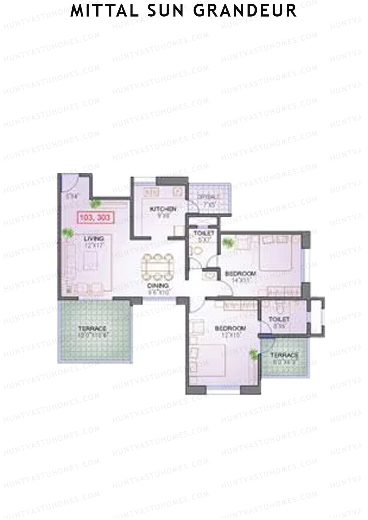 Mittal Sun Grandeur Wing B Unit 3 Floor Plan
