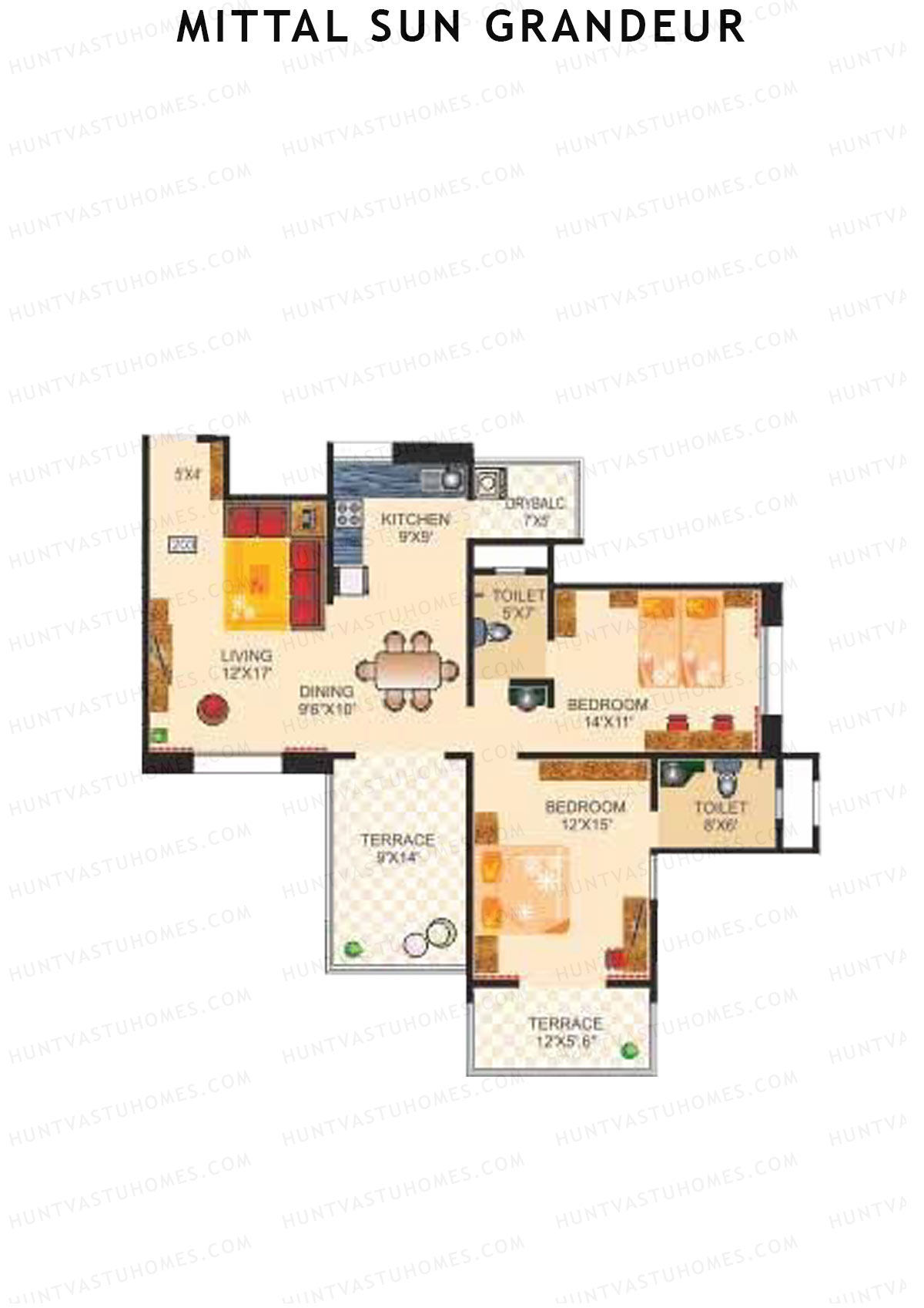 Mittal Sun Grandeur Wing B Unit 3 Floor Plan