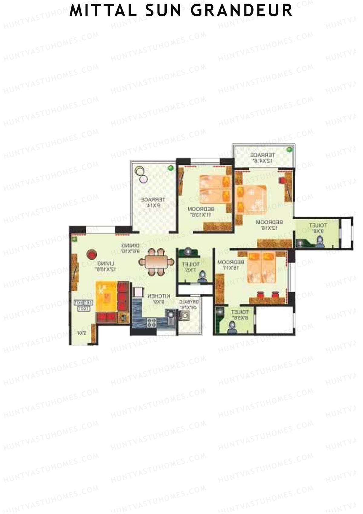 Mittal Sun Grandeur Wing B Unit 4 Floor Plan