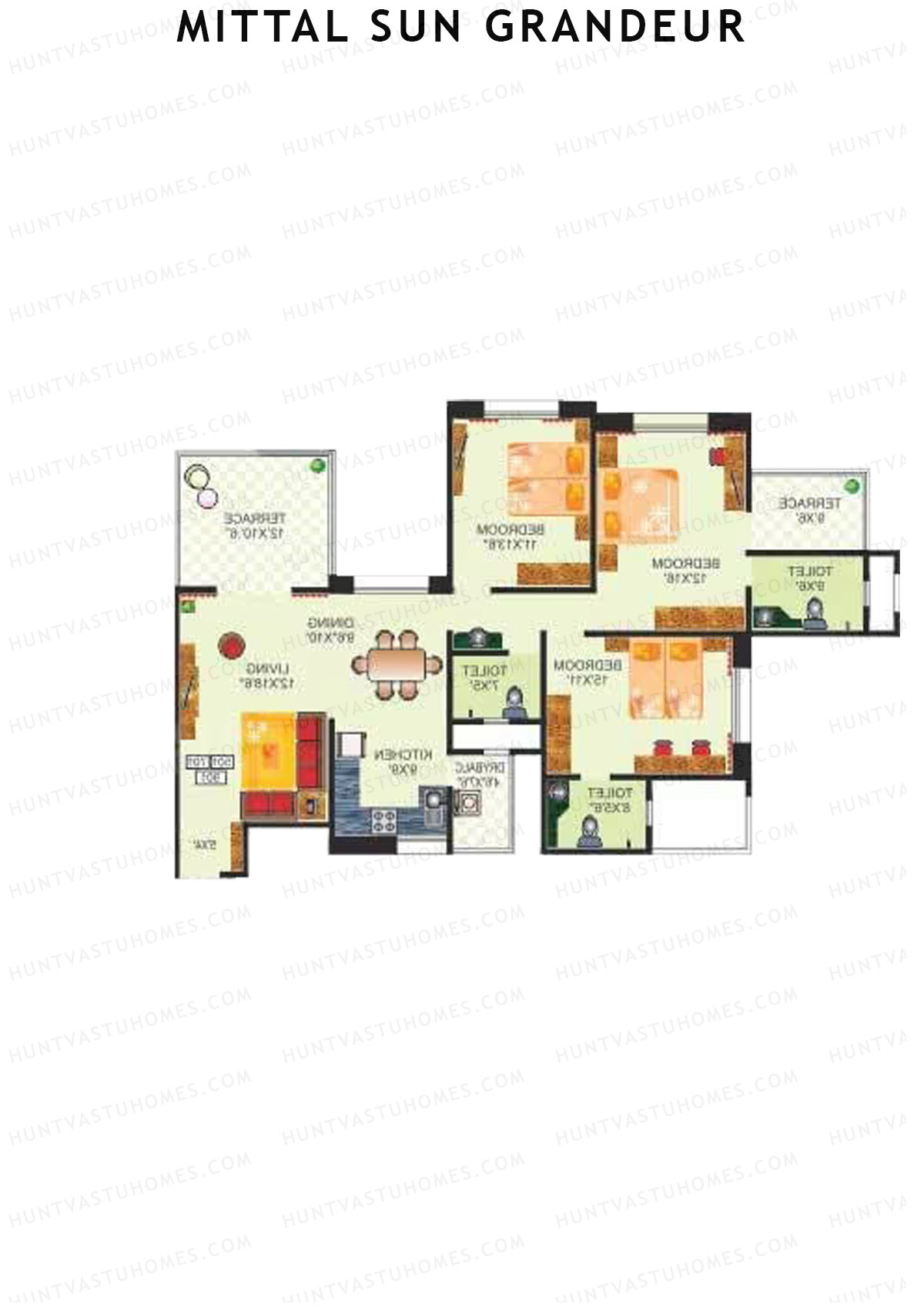Mittal Sun Grandeur Wing B Unit 4 Floor Plan
