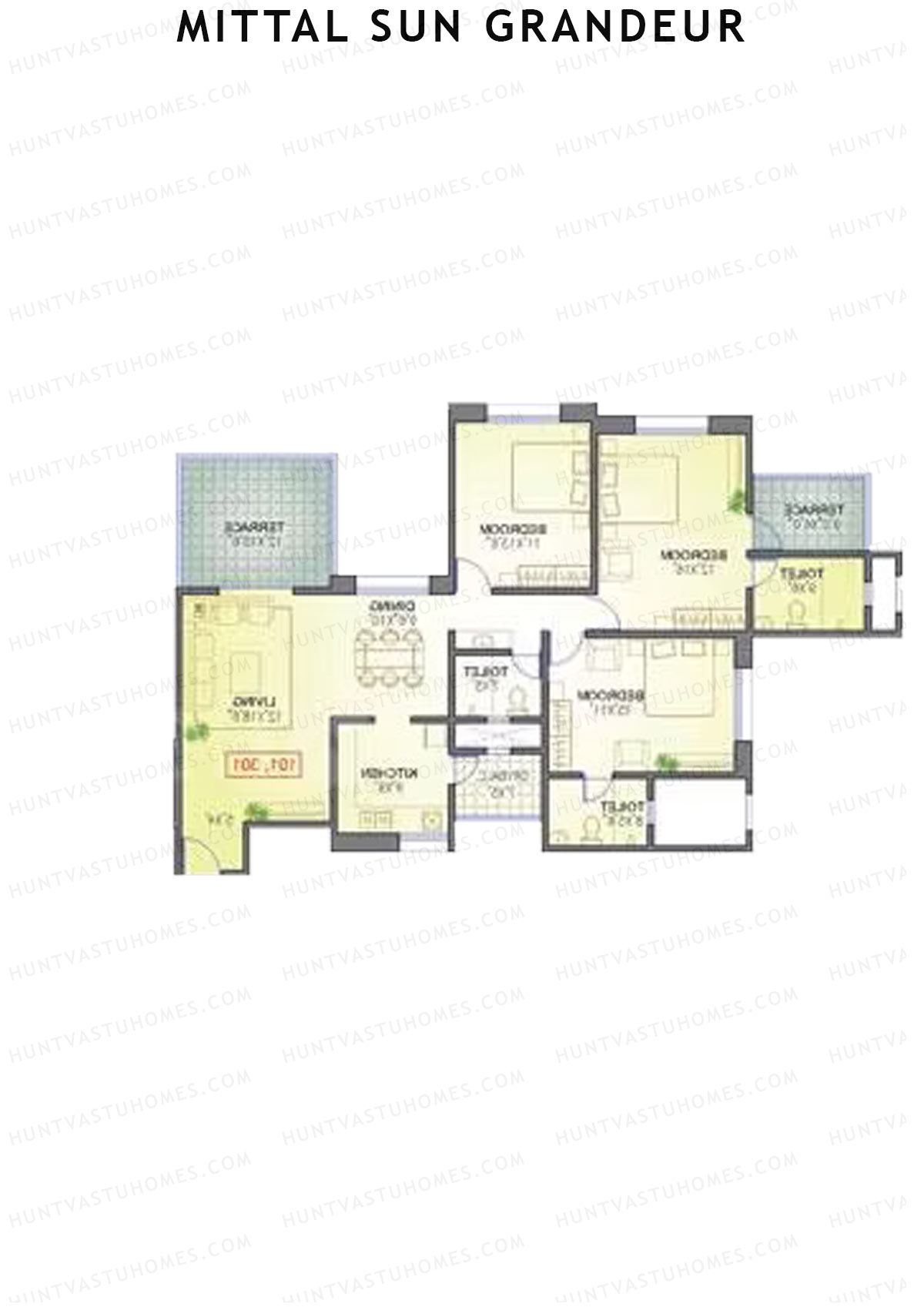 Mittal Sun Grandeur Wing B Unit 4 Floor Plan