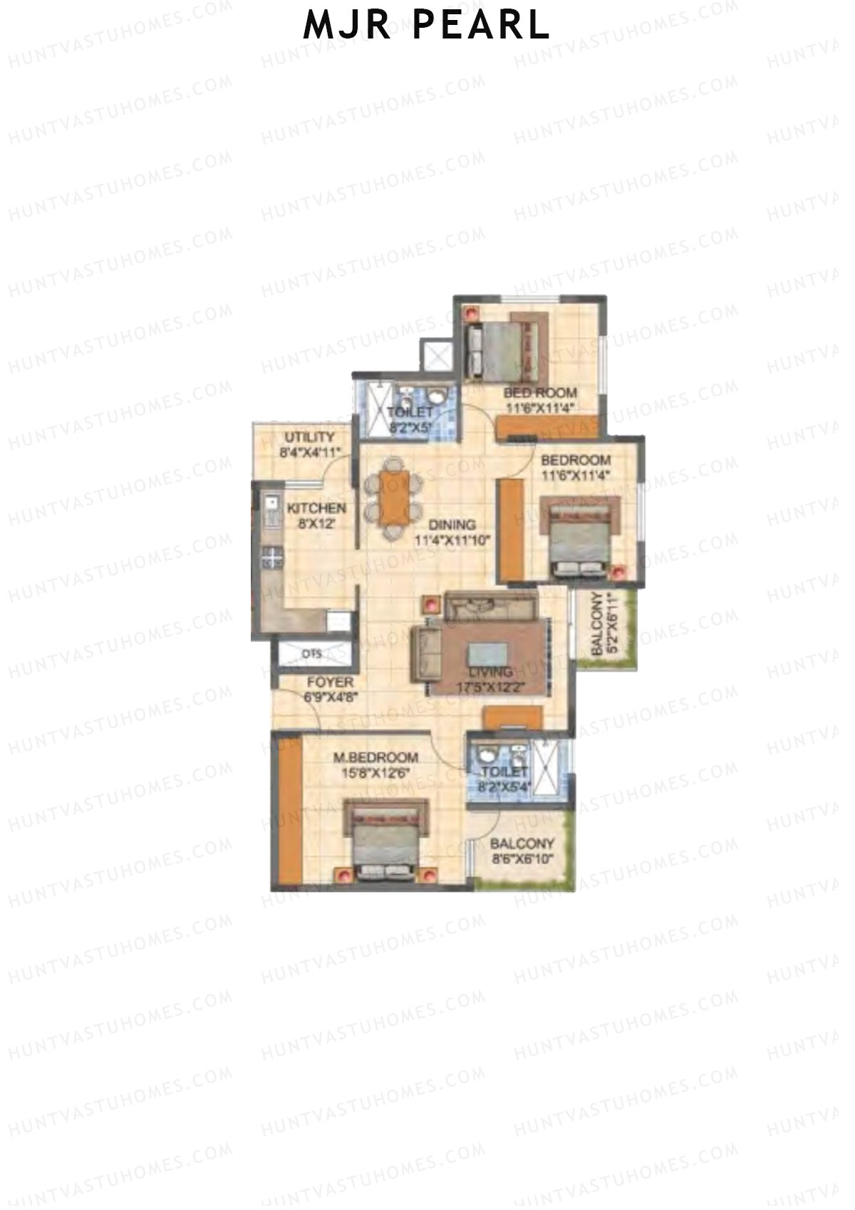 MJR Pearl Block A Unit 1 (Type 1) Floor Plan