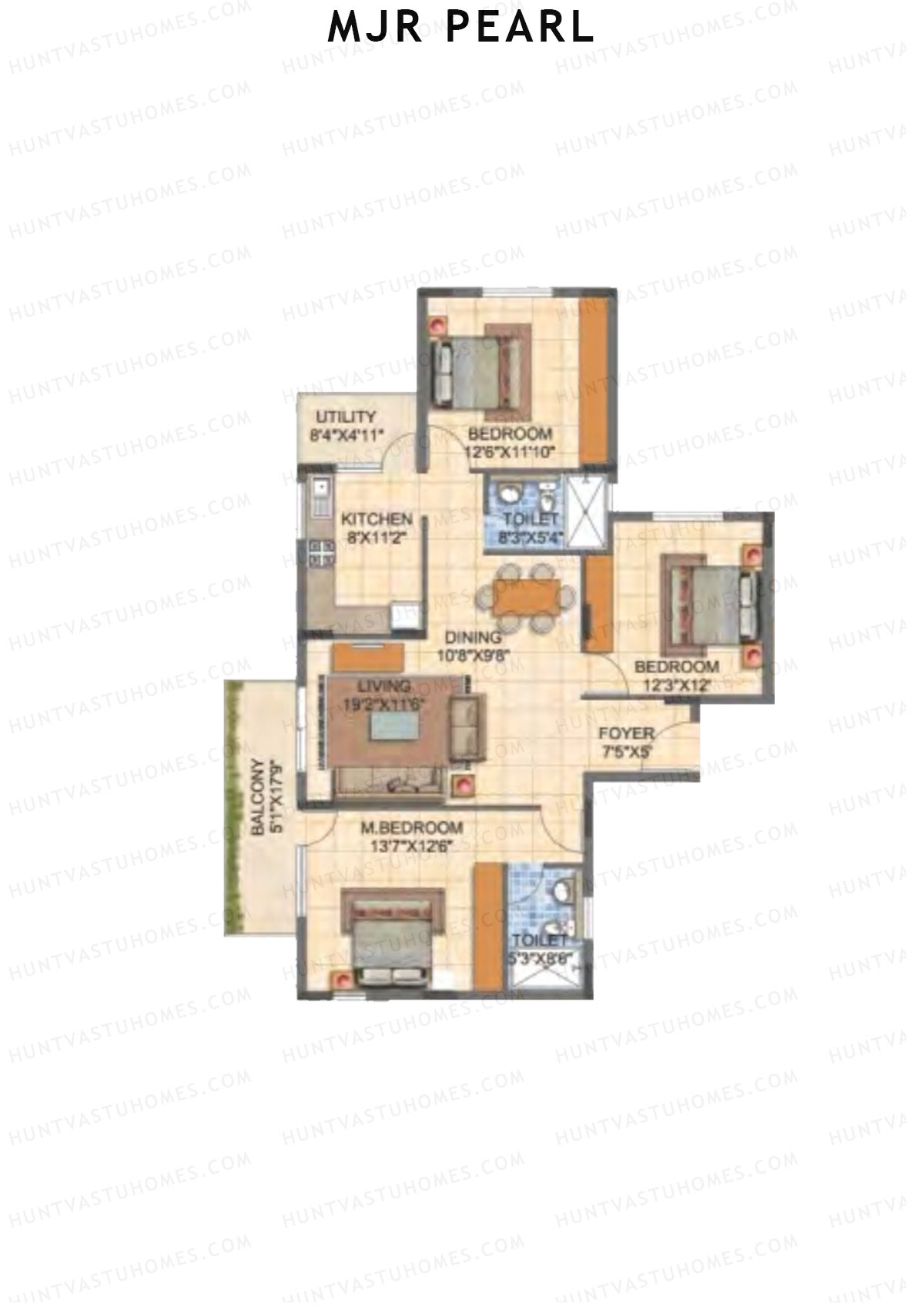 MJR Pearl Block A Unit 4 (Type 4) Floor Plan