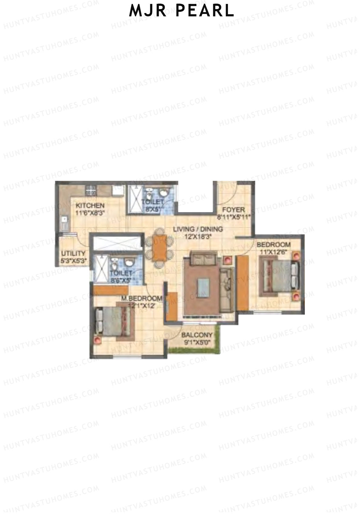 MJR Pearl Block C Unit 4 (Type 12) Floor Plan