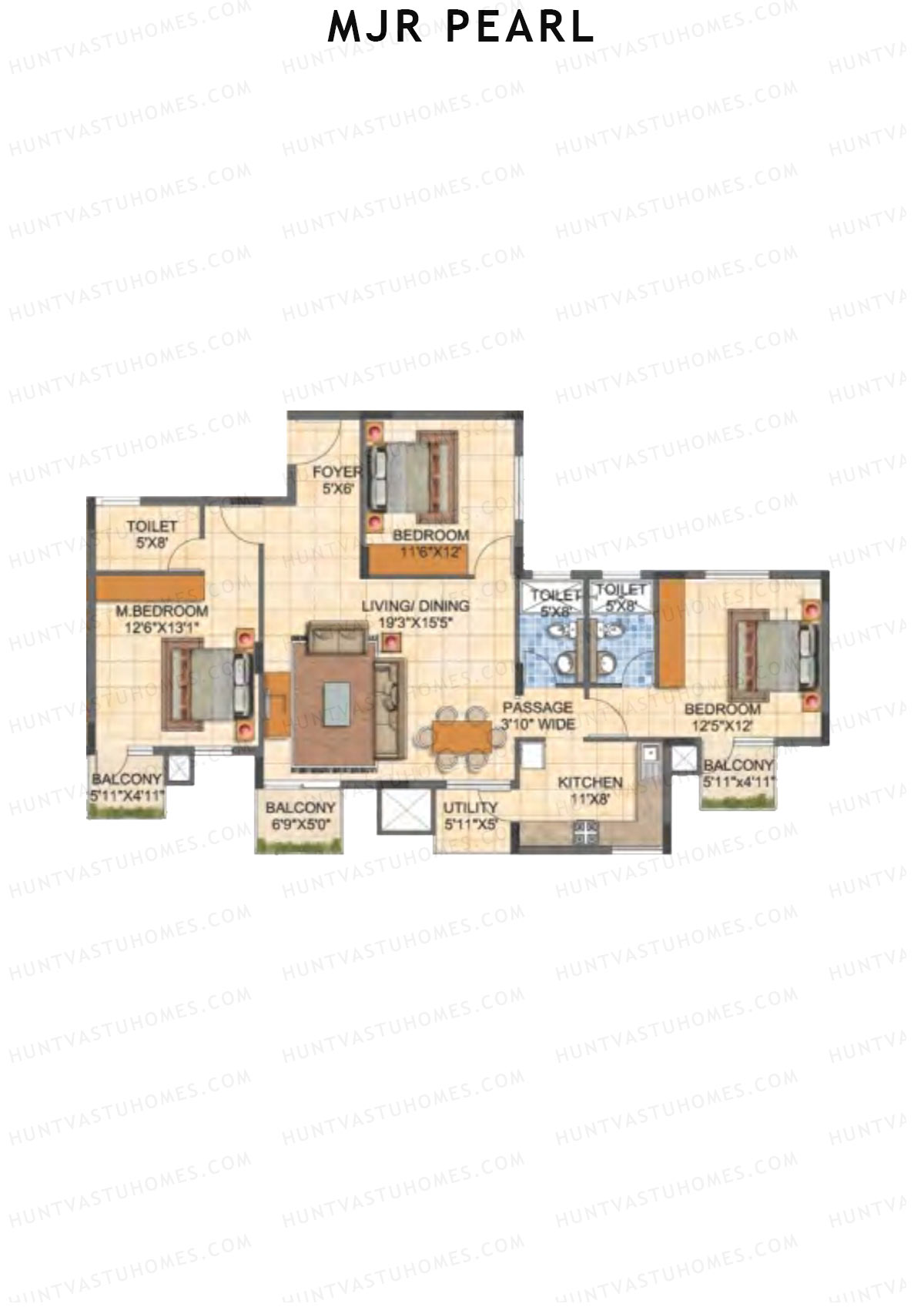 MJR Pearl Block D Unit 2 (Type 15) Floor Plan