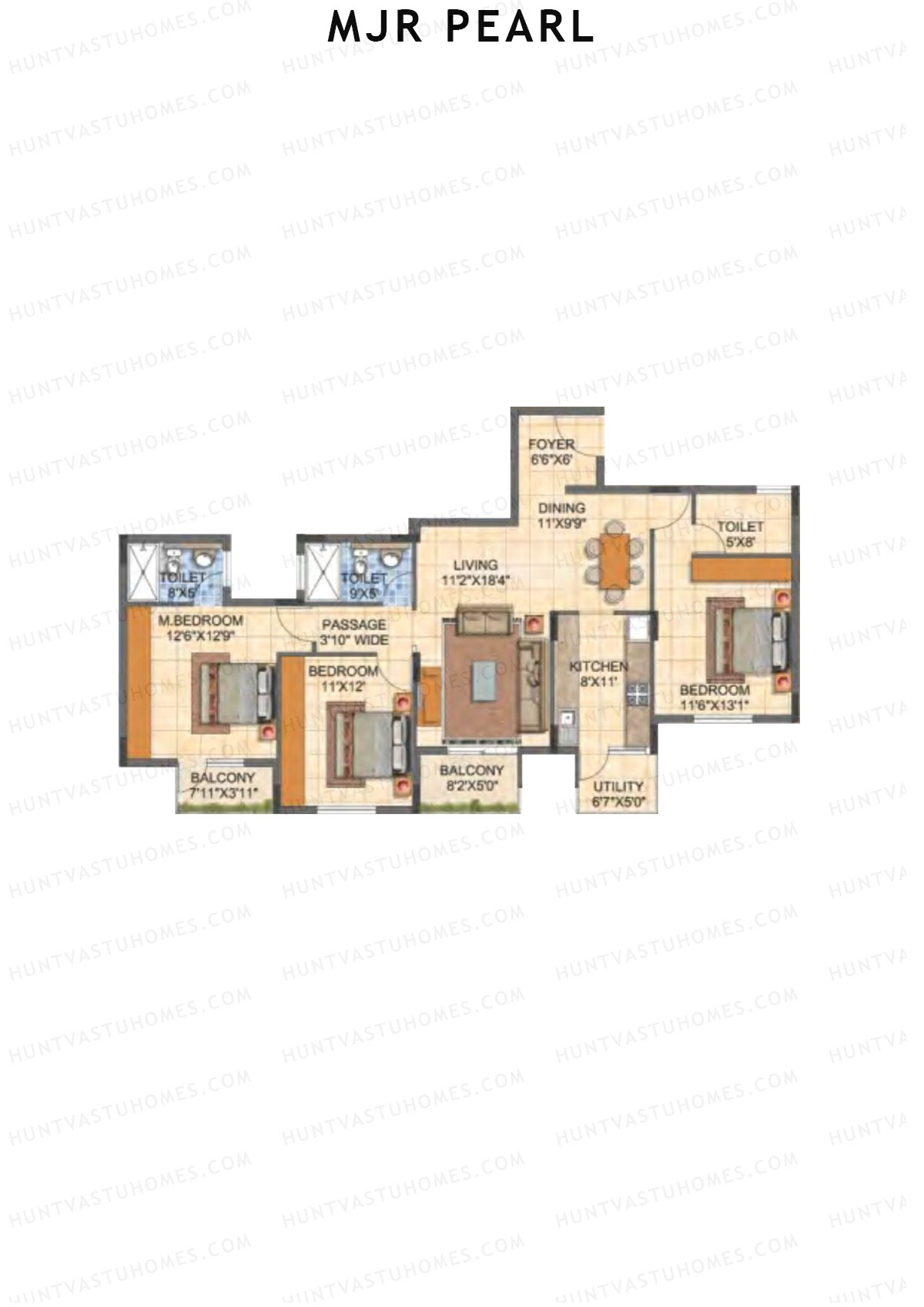 MJR Pearl Block D Unit 3 (Type 16) Floor Plan