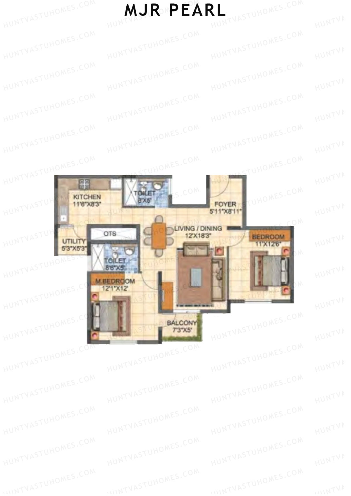 MJR Pearl Block E Unit 2 (Type 19) Floor Plan