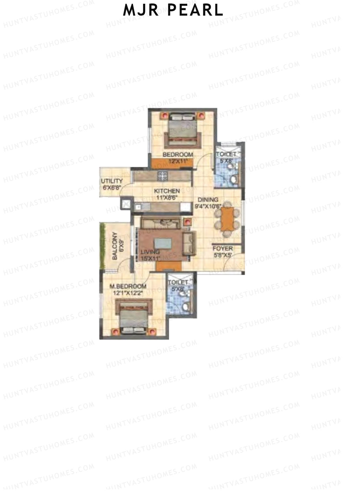 MJR Pearl Block E Unit 5 (Type 22) Floor Plan