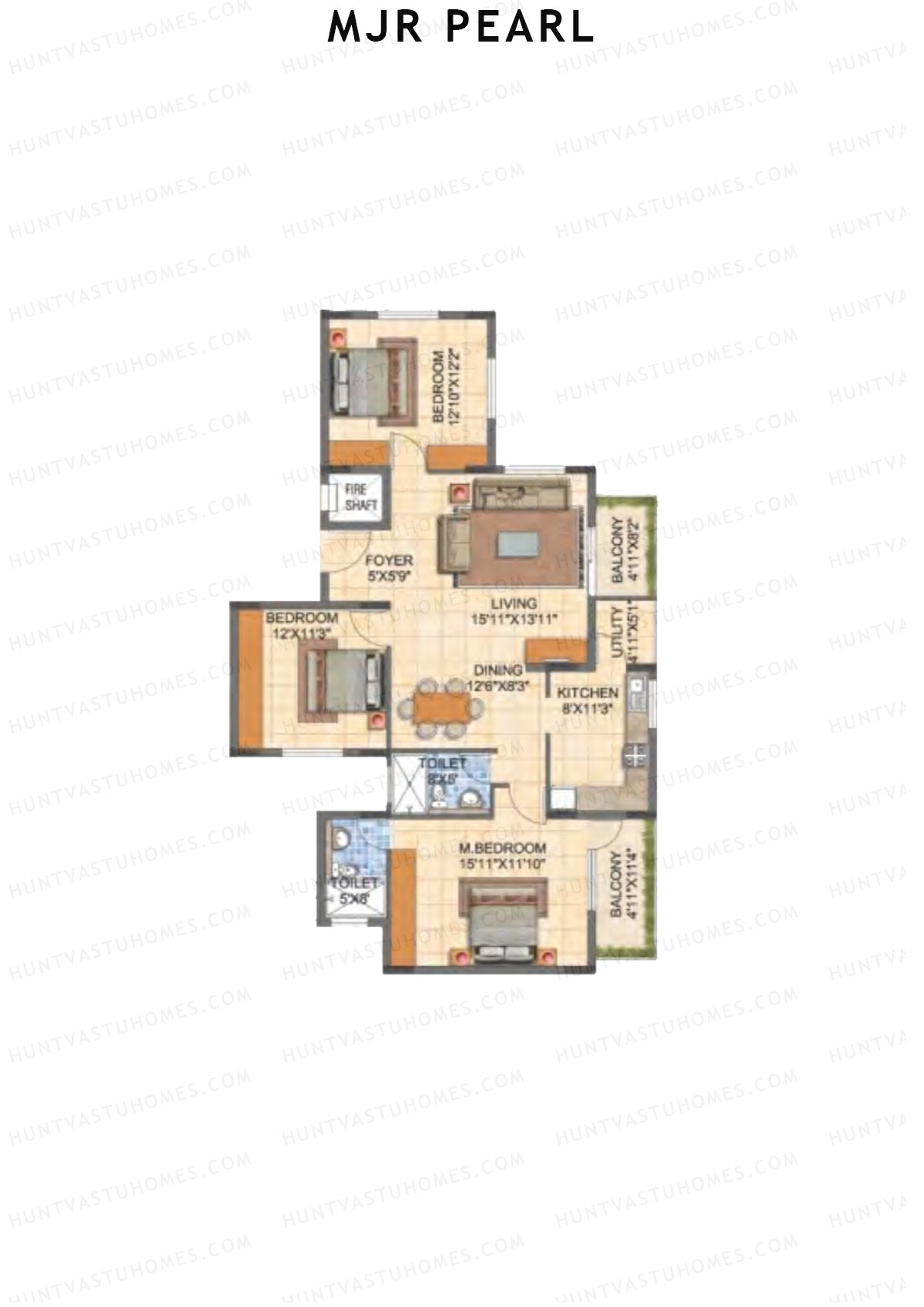 MJR Pearl Block G Unit 2 (Type 2) Floor Plan