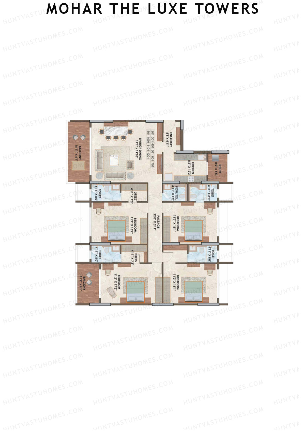 Mohar The Luxe Towers Wing 1 Unit 1 Floor Plan