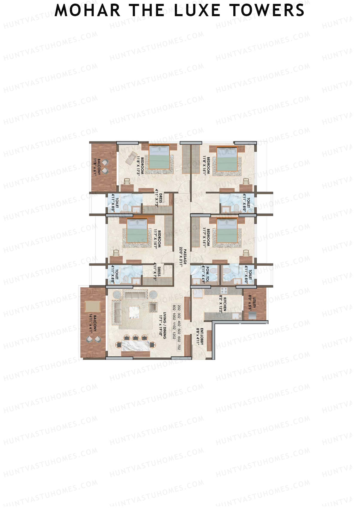 Mohar The Luxe Towers Wing 1 Unit 2 Floor Plan