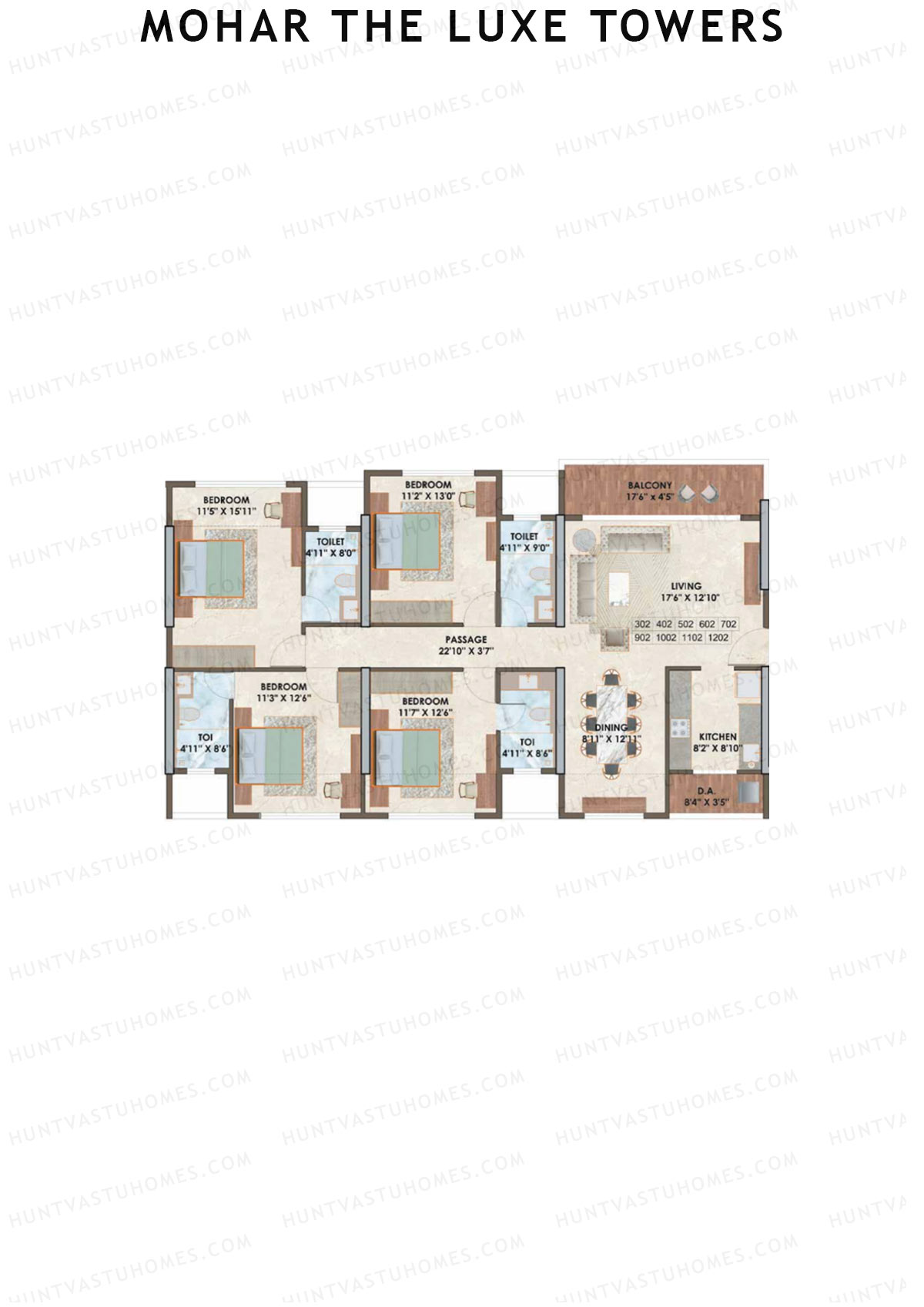 Mohar The Luxe Towers Wing J1 Unit 2 Floor Plan