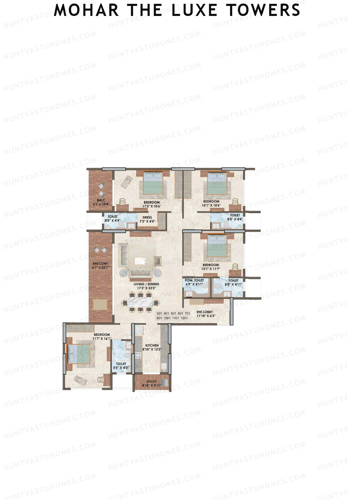 Mohar The Luxe Towers Wing J2 Unit 1 Floor Plan