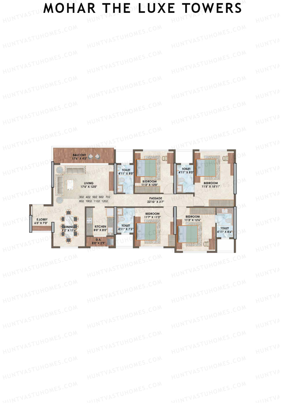 Mohar The Luxe Towers Wing J2 Unit 2 Floor Plan