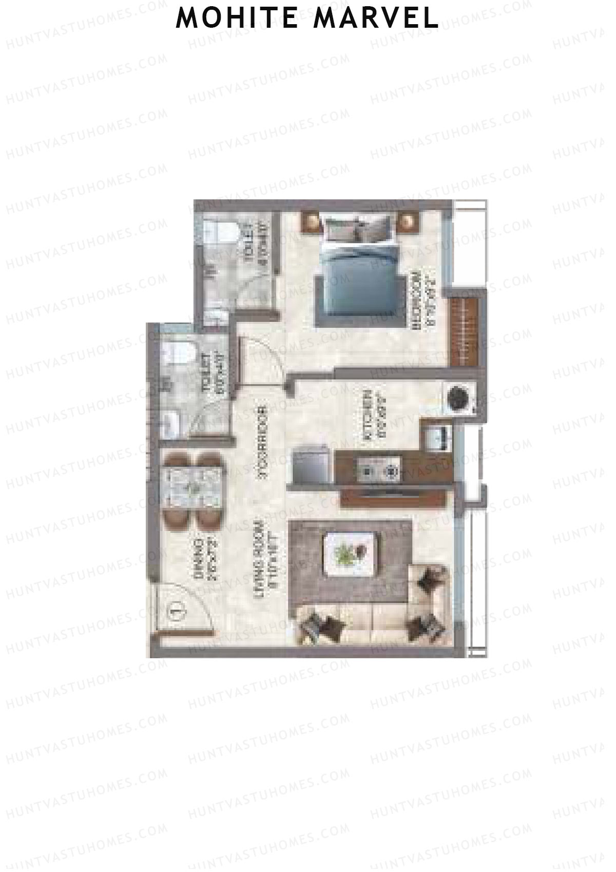 Mohite Marvel Wing A Unit 3 Floor Plan