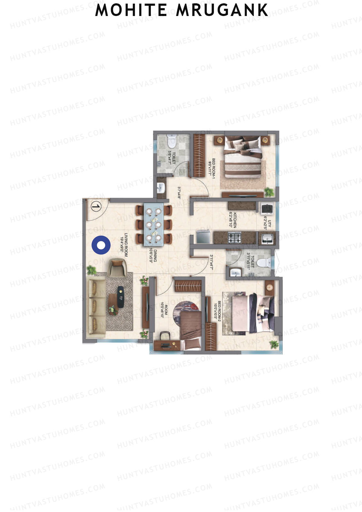 Mohite Mrugank, Mrugank, Unit 1, 2BHK, Carpet Area 715   sq ft 
