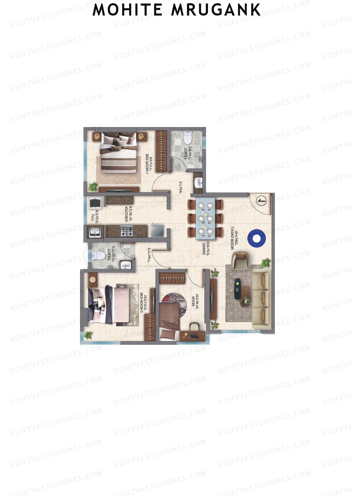 Mohite Mrugank, Mrugank, Unit 2, 2BHK, Carpet Area 715   sq ft 