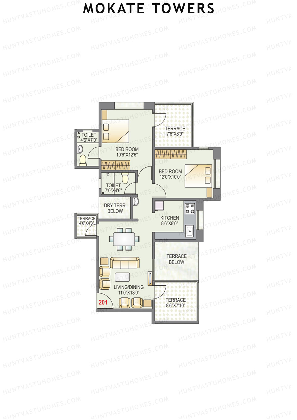 Mokate Towers Wing A Unit 1 Floor Plan