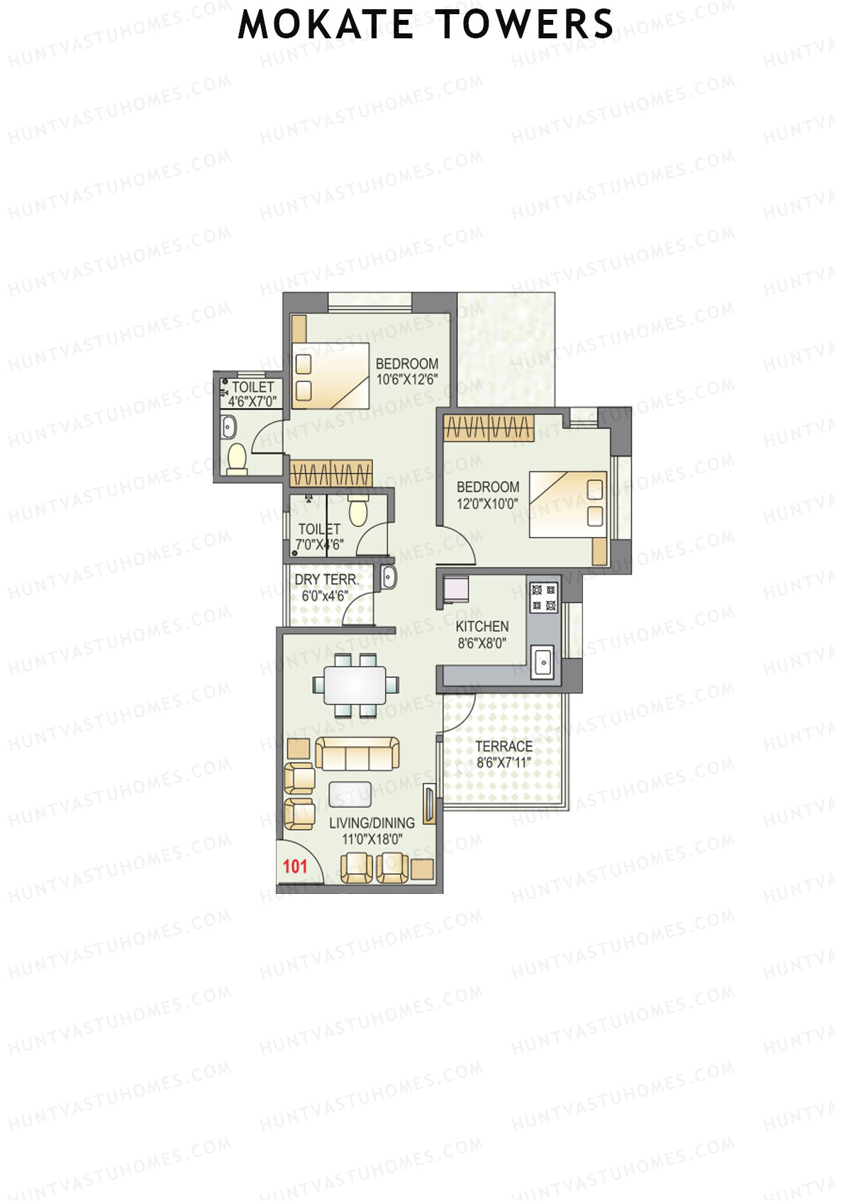 Mokate Towers Wing A Unit 1 Floor Plan