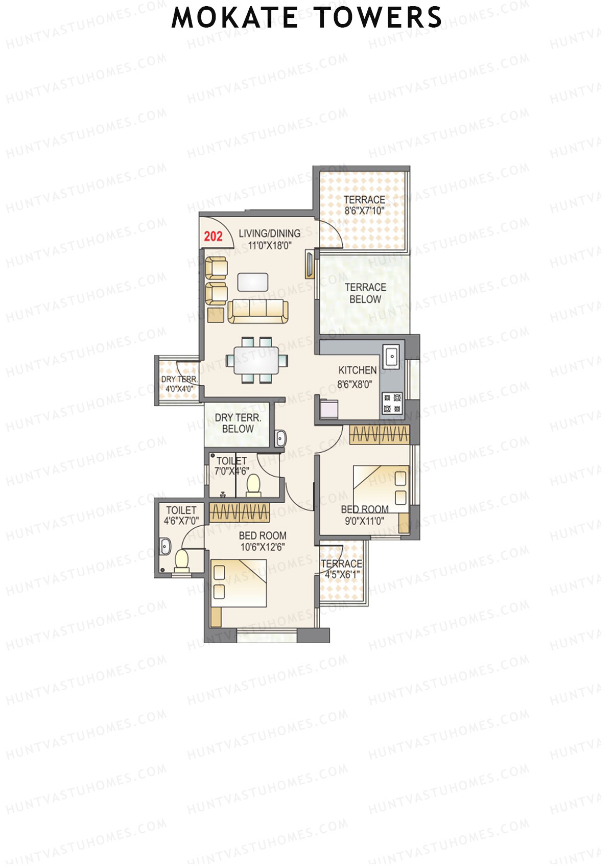 Mokate Towers Wing A Unit 2 Floor Plan