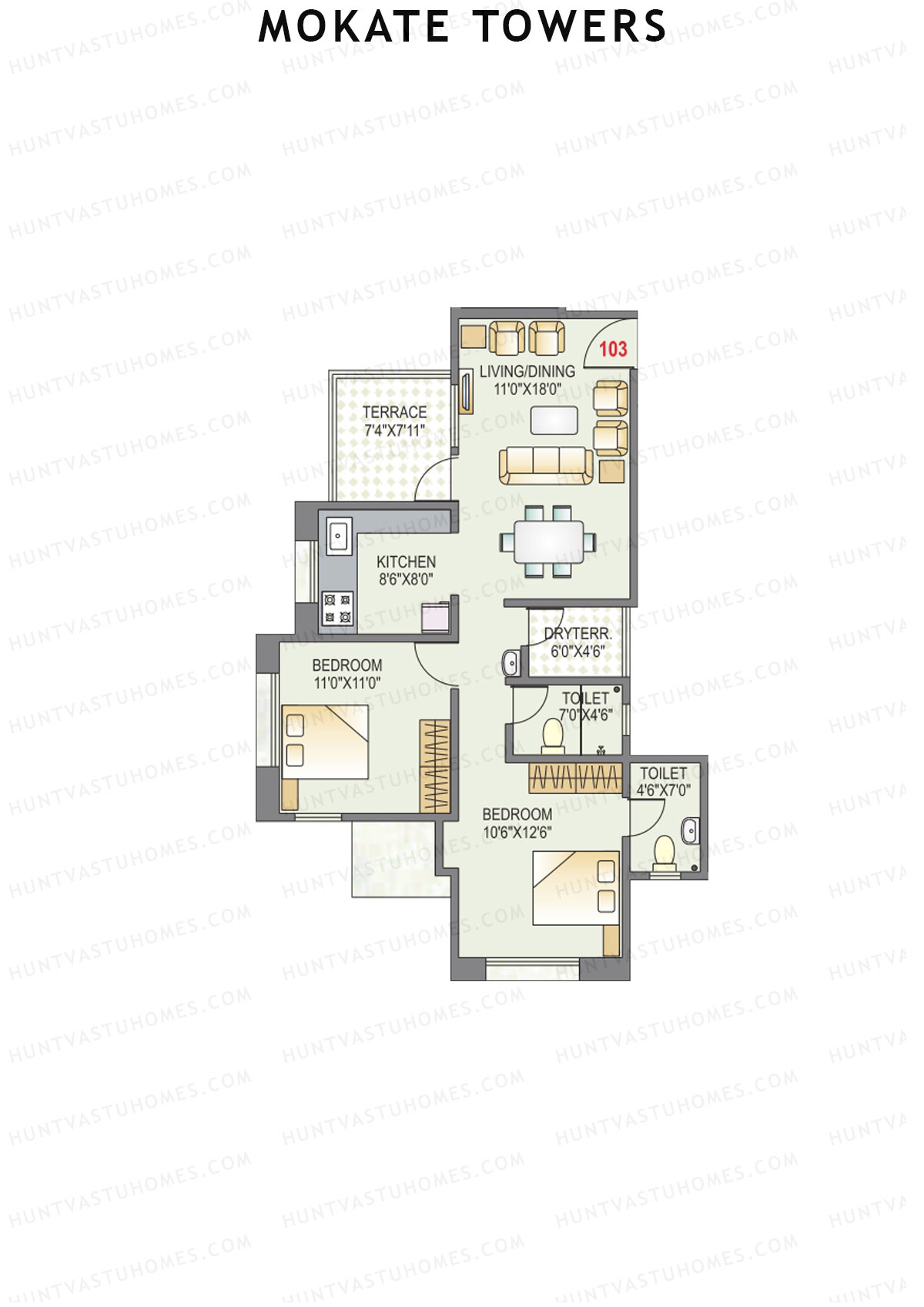 Mokate Towers Wing A Unit 3 Floor Plan