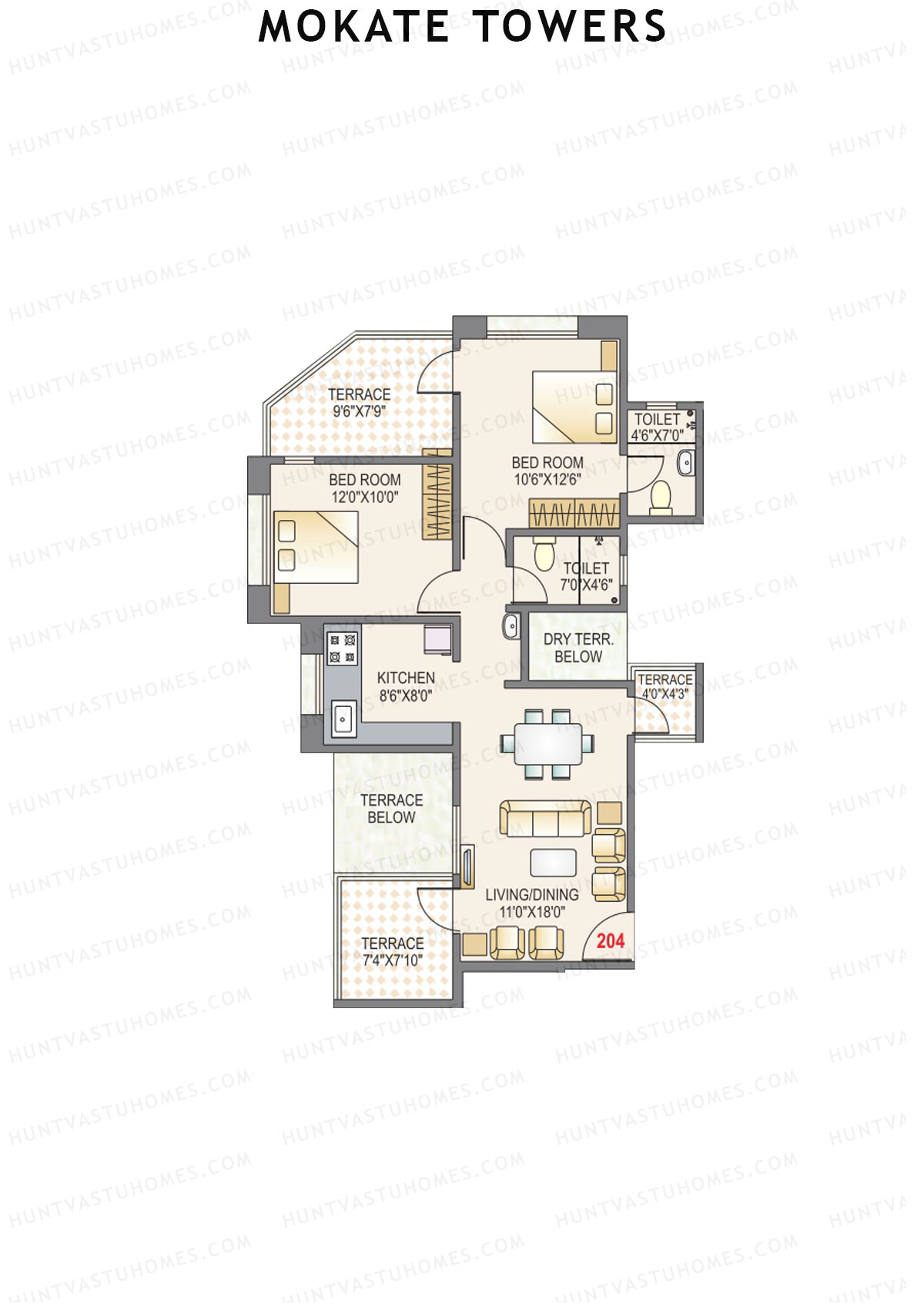 Mokate Towers Wing A Unit 4 Floor Plan