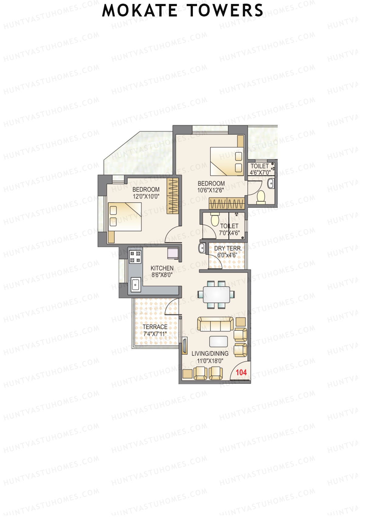 Mokate Towers Wing A Unit 4 Floor Plan